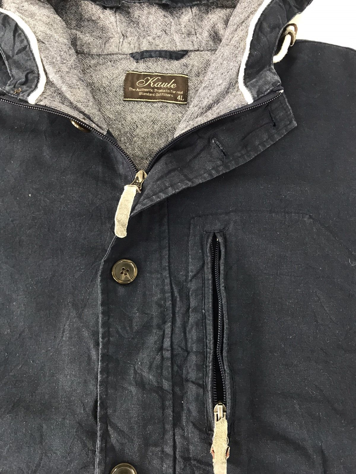 Japanese Brand Kaule Khakis Hoodie Pull Over Zipper Button Style Size US XL / EU 56 / 4 - 2 Thumbnail
