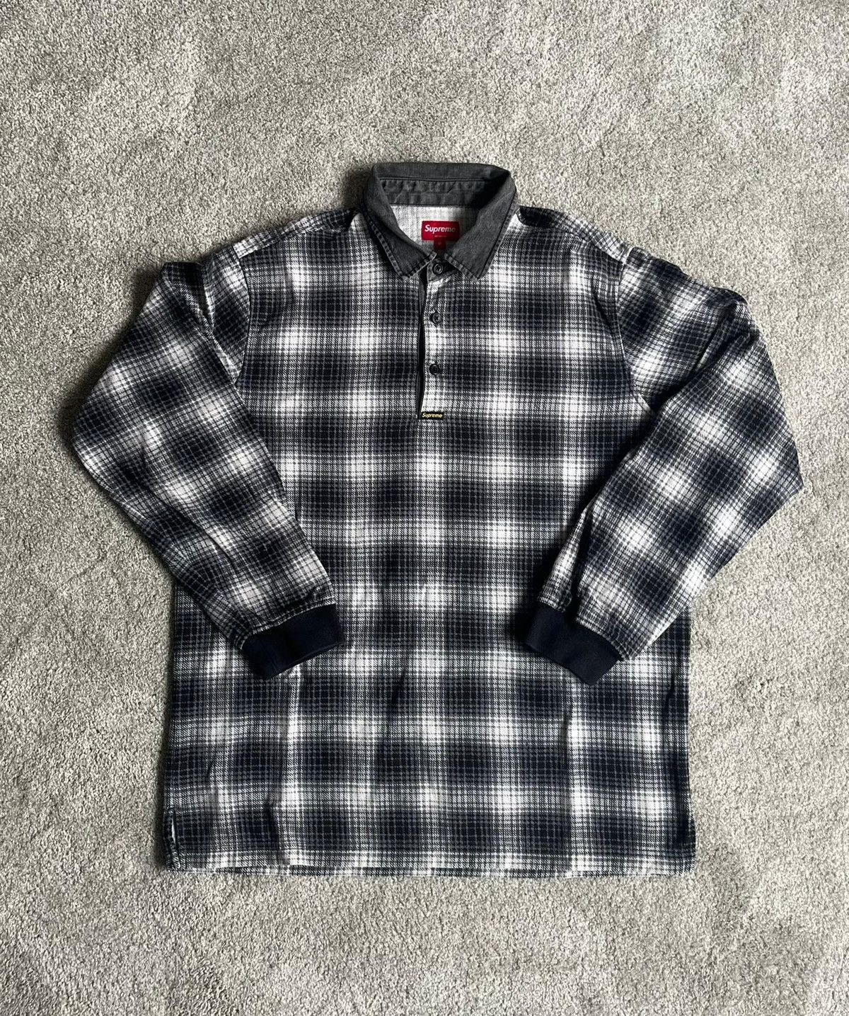 Supreme F/W 14 Supreme Shadow Plaid Rugby Flannel Shirt/Polo Shirt