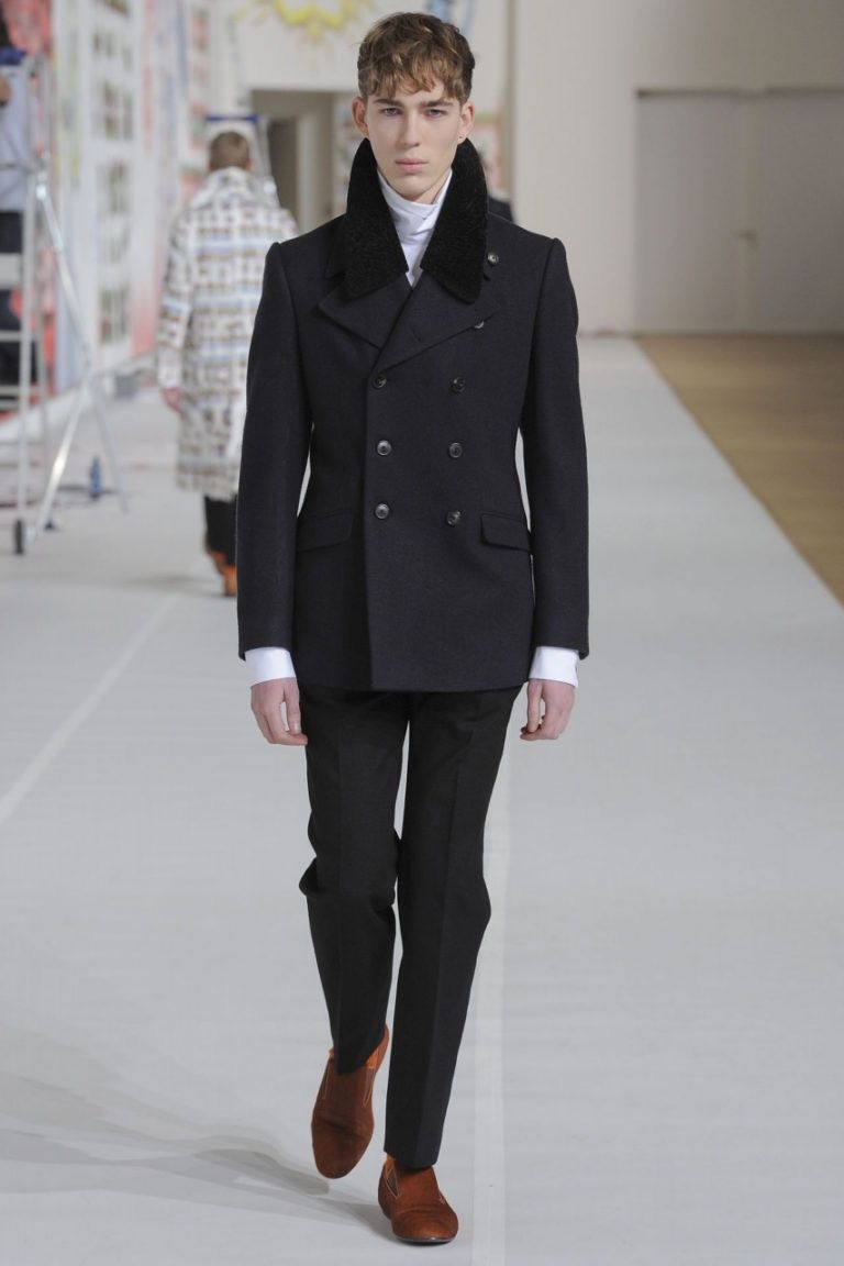 Dries Van Noten DRIES VAN NOTEN FW12 SHEARLING COLLAR PEACOAT 44 Size US S / EU 44-46 / 1 - 1 Thumbnail