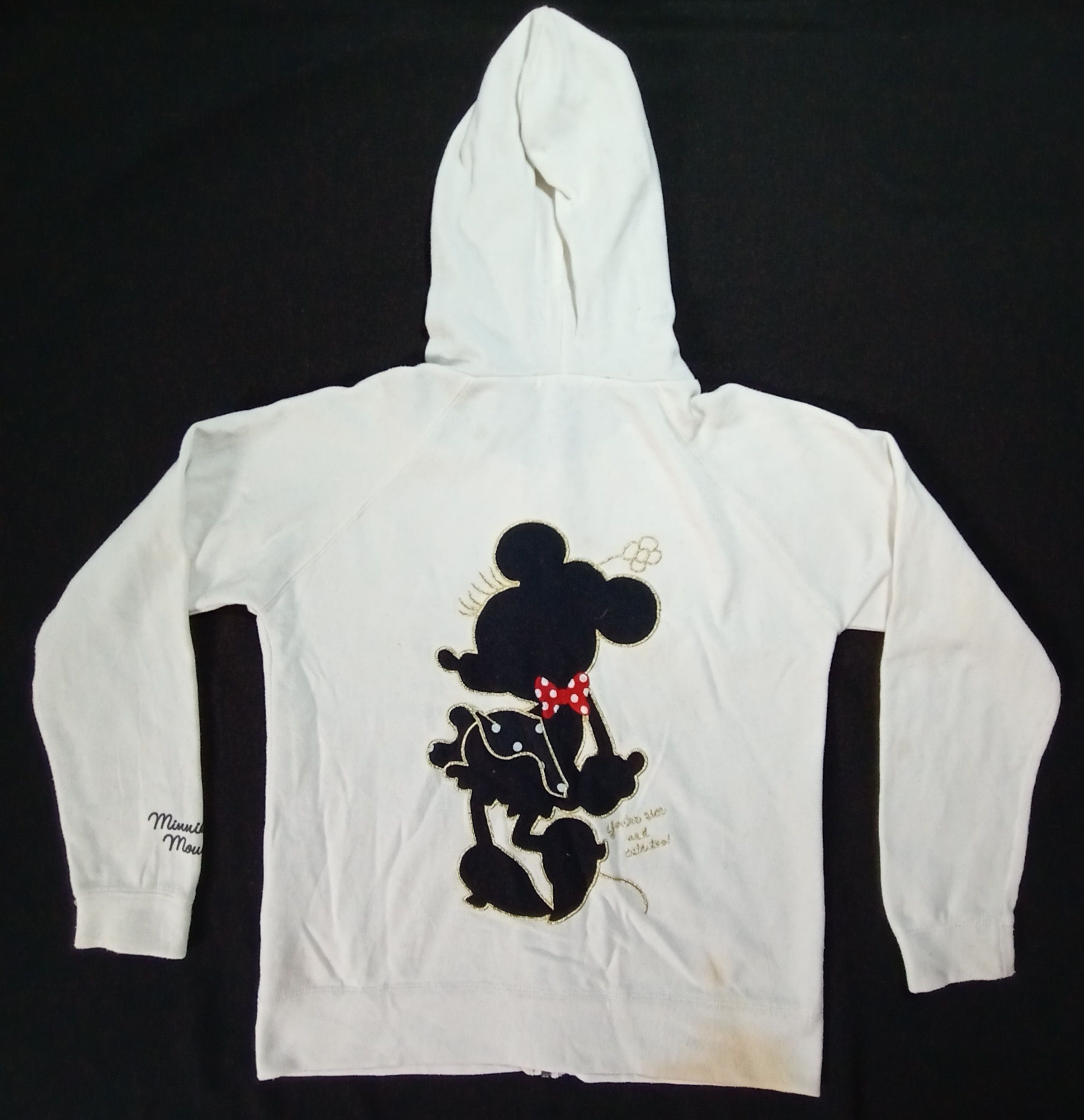 image of Disney Minnie Mouse Hoodies Zip Up Jumper Sweater in White, Women's (Size Small)