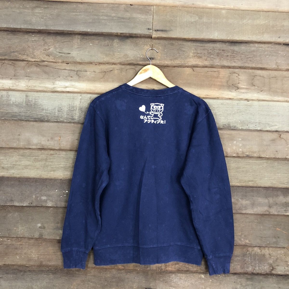 Japanese Brand Japan Pig Cartoon Dark Blue Big Logo Sweatshirt #133B Size US M / EU 48-50 / 2 - 12 Thumbnail