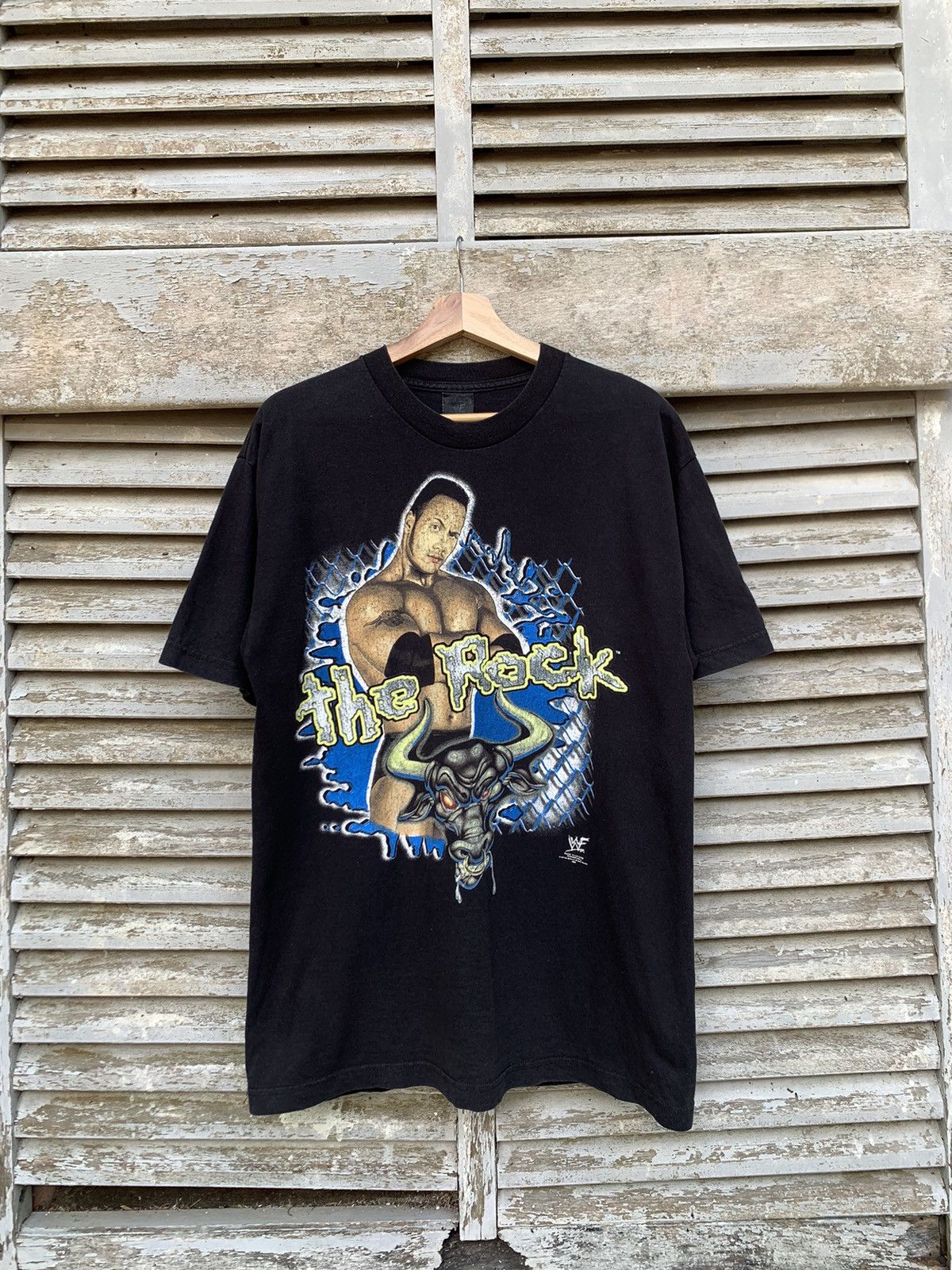 Vintage 👹1999 VTG WWE THE ROCK (PROFESSIONAL HARDCORE WRESTLER) Size US L / EU 52-54 / 3 - 3 Thumbnail