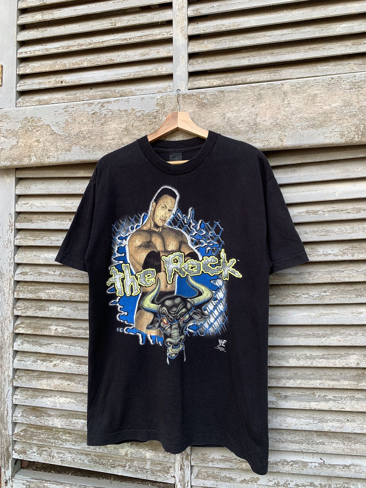 Vintage 👹1999 VTG WWE THE ROCK (PROFESSIONAL HARDCORE WRESTLER) Size US L / EU 52-54 / 3 - 1 Thumbnail