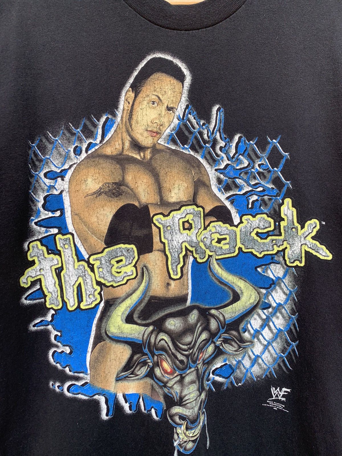 Vintage 👹1999 VTG WWE THE ROCK (PROFESSIONAL HARDCORE WRESTLER) Size US L / EU 52-54 / 3 - 6 Thumbnail