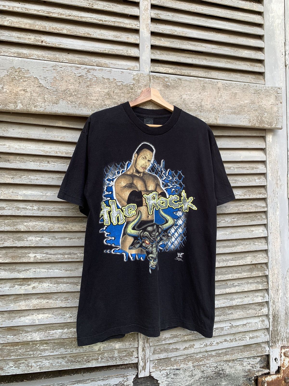 Vintage 👹1999 VTG WWE THE ROCK (PROFESSIONAL HARDCORE WRESTLER) Size US L / EU 52-54 / 3 - 2 Thumbnail