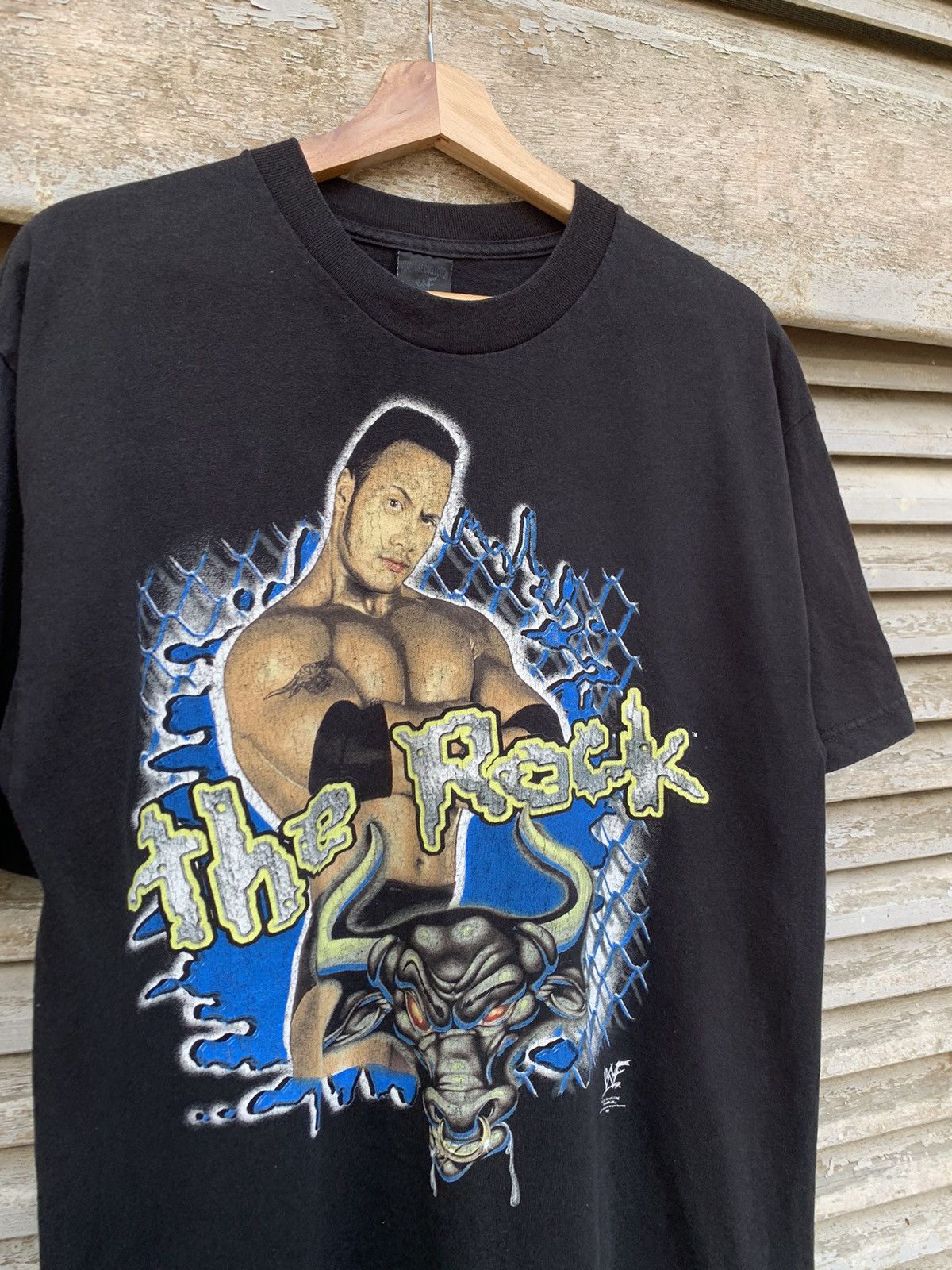 Vintage 👹1999 VTG WWE THE ROCK (PROFESSIONAL HARDCORE WRESTLER) Size US L / EU 52-54 / 3 - 8 Thumbnail
