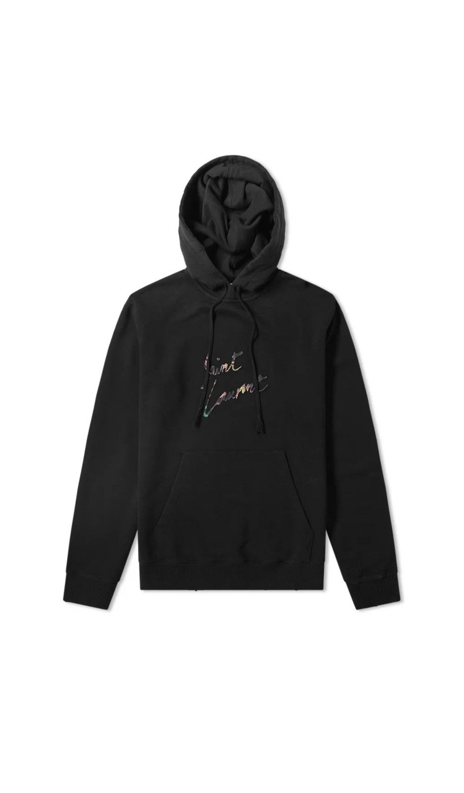 image of Saint Laurent Paris Ss19 Saint Laurent Scribe Logo Animal Print Black Hoodie, Men's (Size Small)