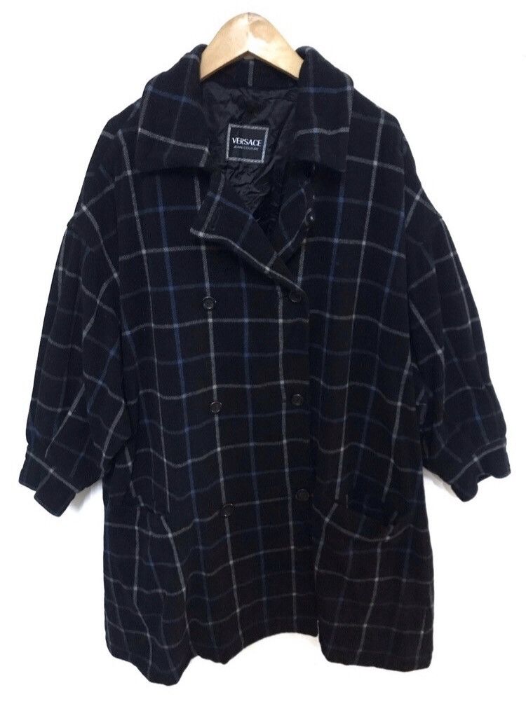 Versace jeans couture tartan over coat jacket