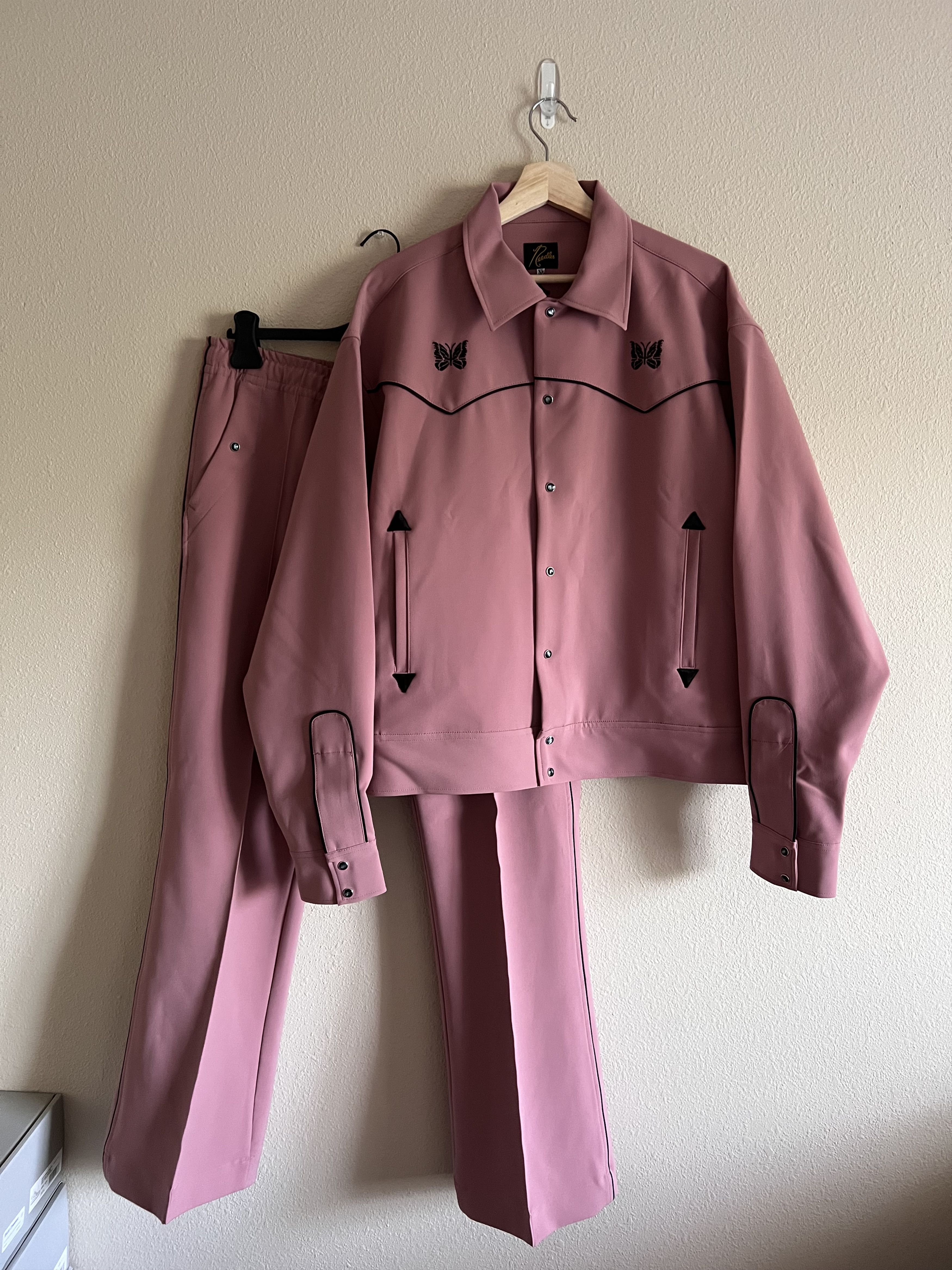 Needles Needles Piping Cowboy Jacket and Pants Set in Pink | Grailed