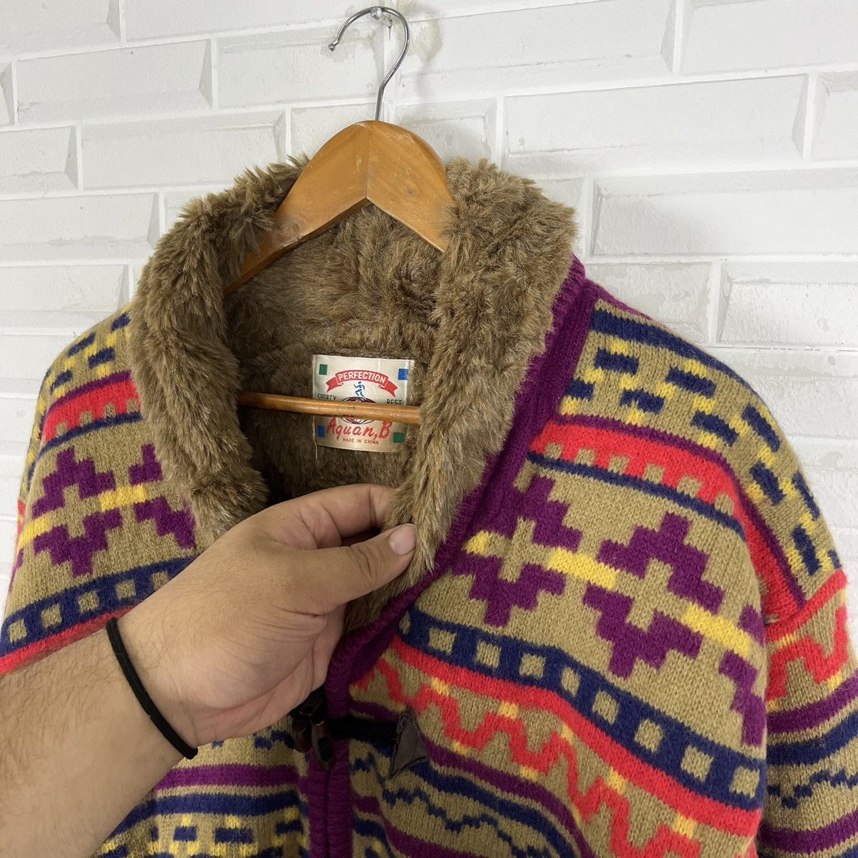 Japanese Brand RARE MINK FUR JACKET PERFECTION AQUAN B NAVAJO AZTEC DESIGN Size US M / EU 48-50 / 2 - 6 Thumbnail