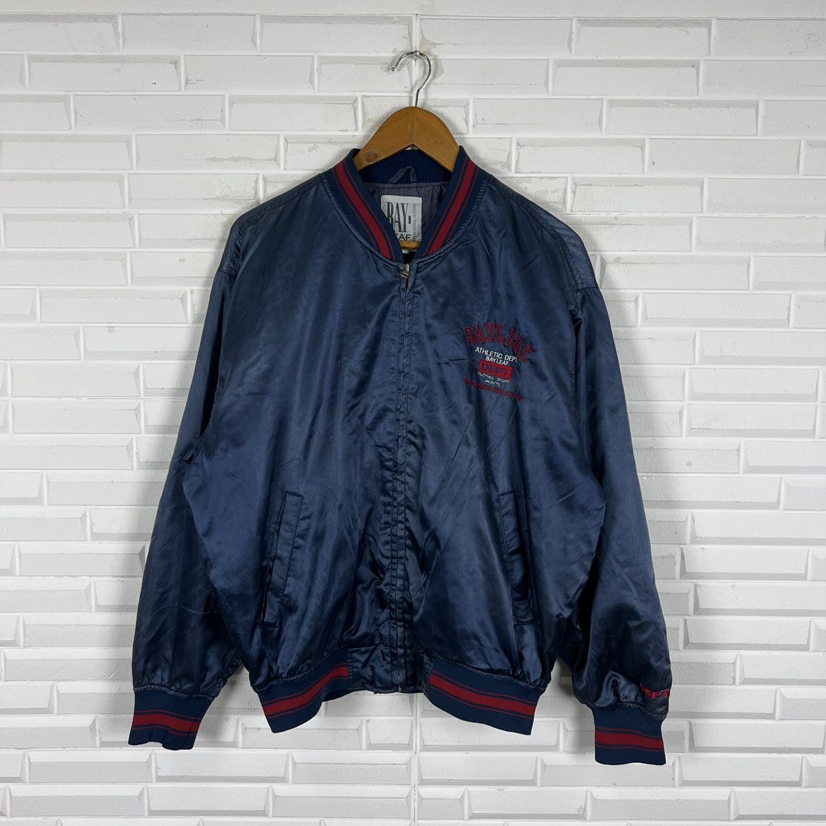 Japanese Brand BAYLEAF ATHLETIC DEPT BIG LOGO EMBROIDERED BOMBER JACKET Size US M / EU 48-50 / 2 - 2 Thumbnail
