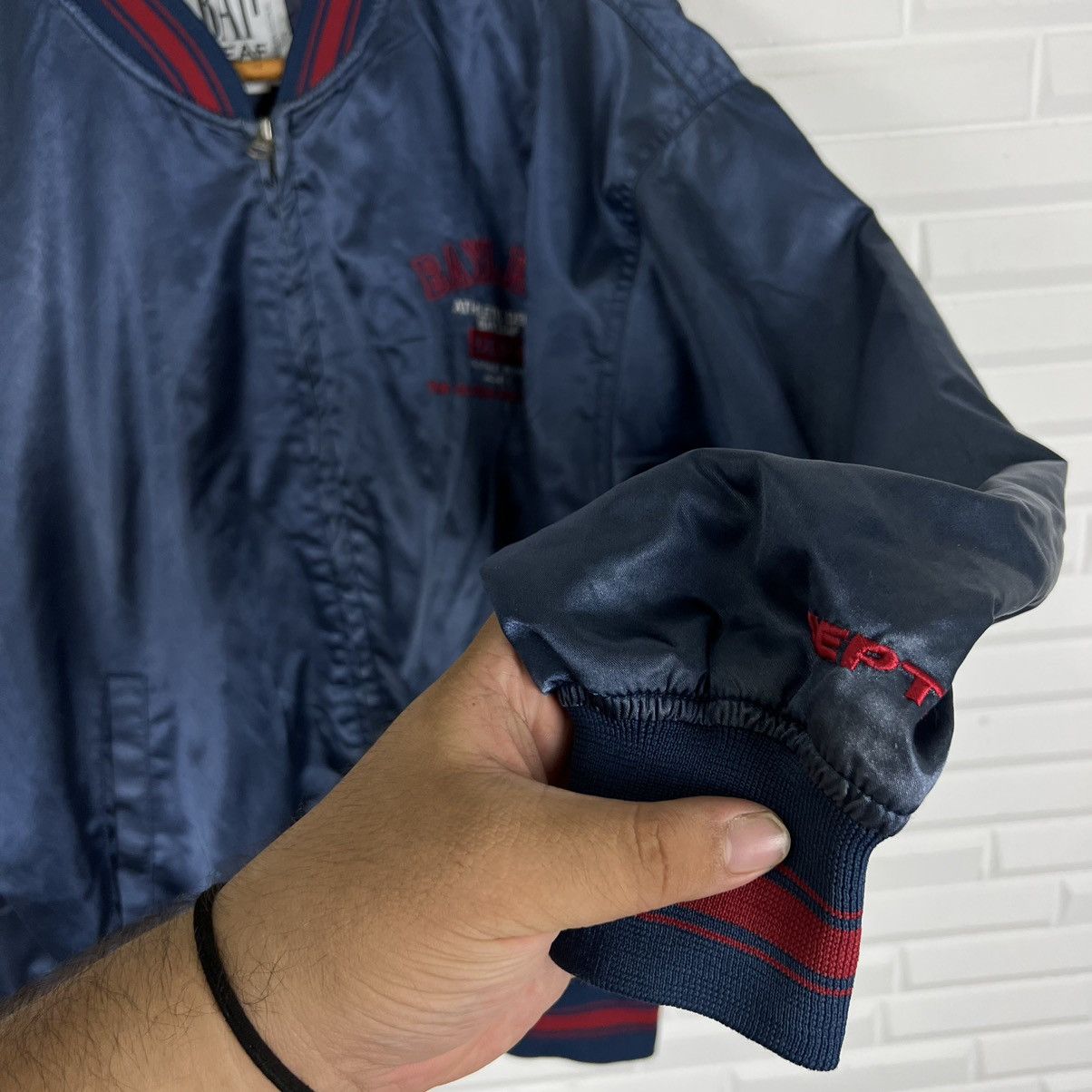Japanese Brand BAYLEAF ATHLETIC DEPT BIG LOGO EMBROIDERED BOMBER JACKET Size US M / EU 48-50 / 2 - 5 Thumbnail