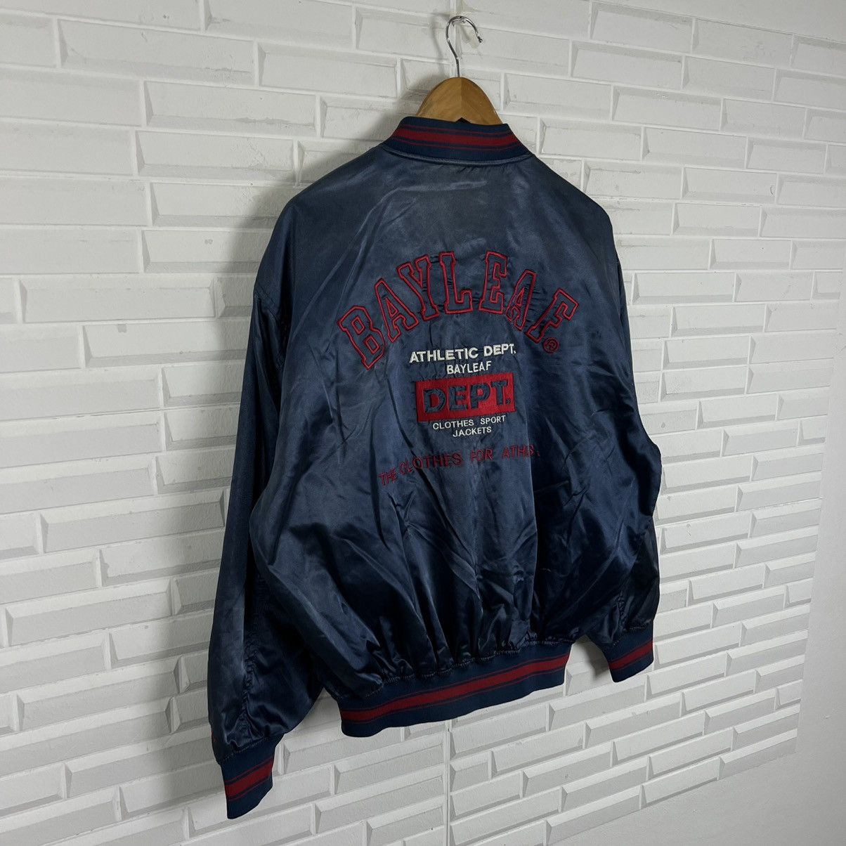 Japanese Brand BAYLEAF ATHLETIC DEPT BIG LOGO EMBROIDERED BOMBER JACKET Size US M / EU 48-50 / 2 - 9 Thumbnail