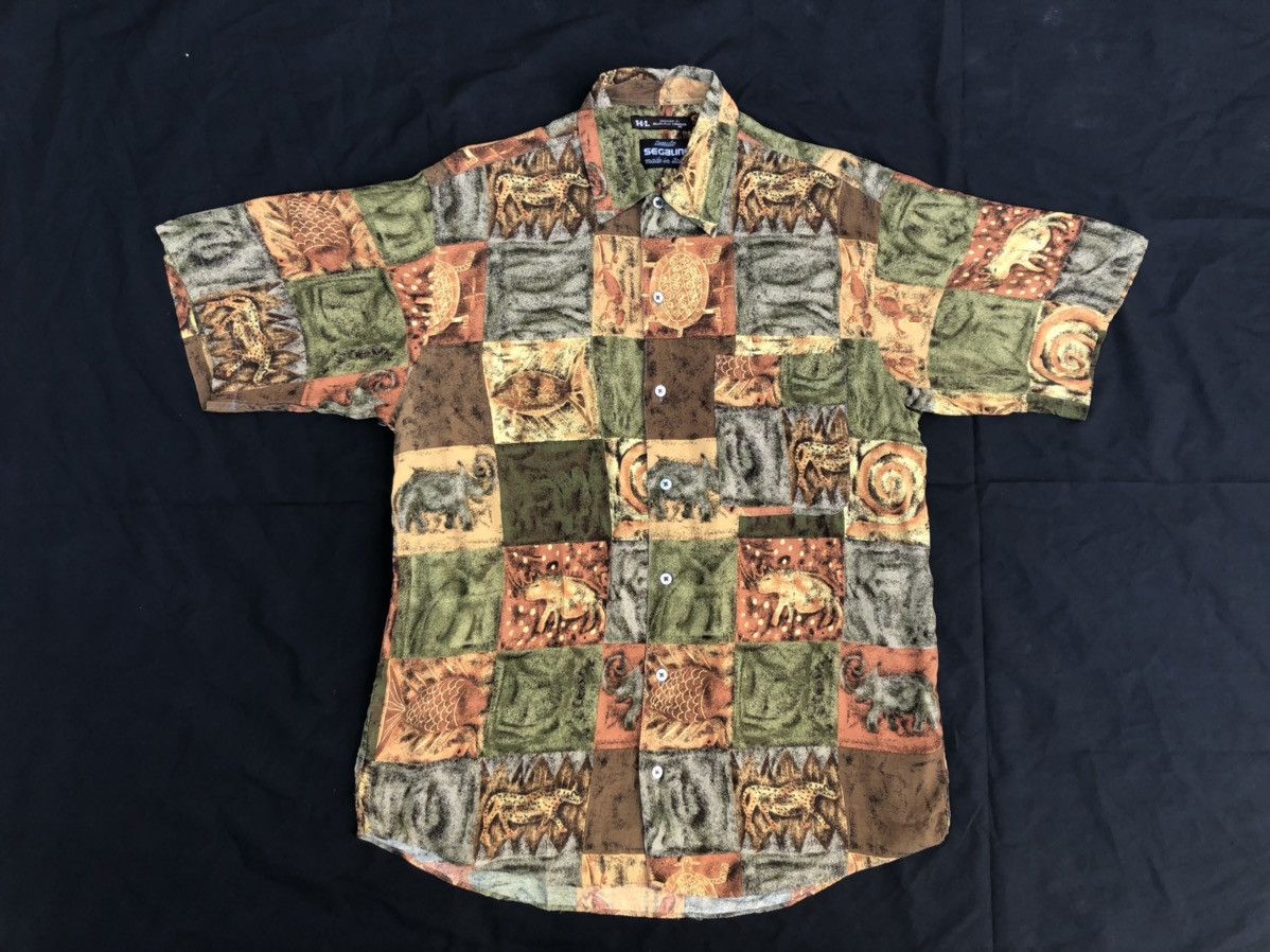 Vintage Henri-luc Chapuis Tessuto Segalini Fossil Rayon Hawaiian Size US M / EU 48-50 / 2 - 1 Thumbnail