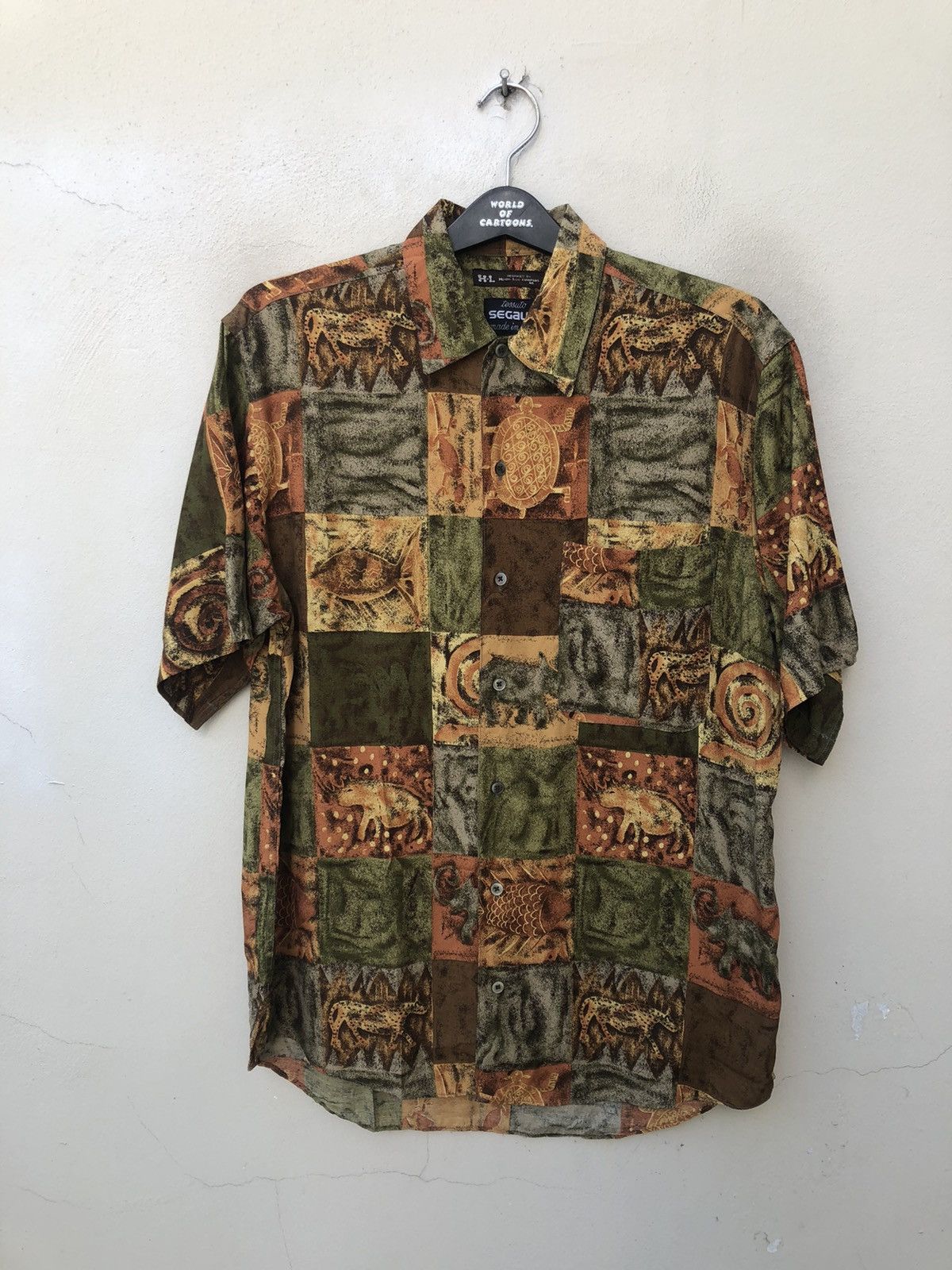 Vintage Henri-luc Chapuis Tessuto Segalini Fossil Rayon Hawaiian Size US M / EU 48-50 / 2 - 3 Thumbnail
