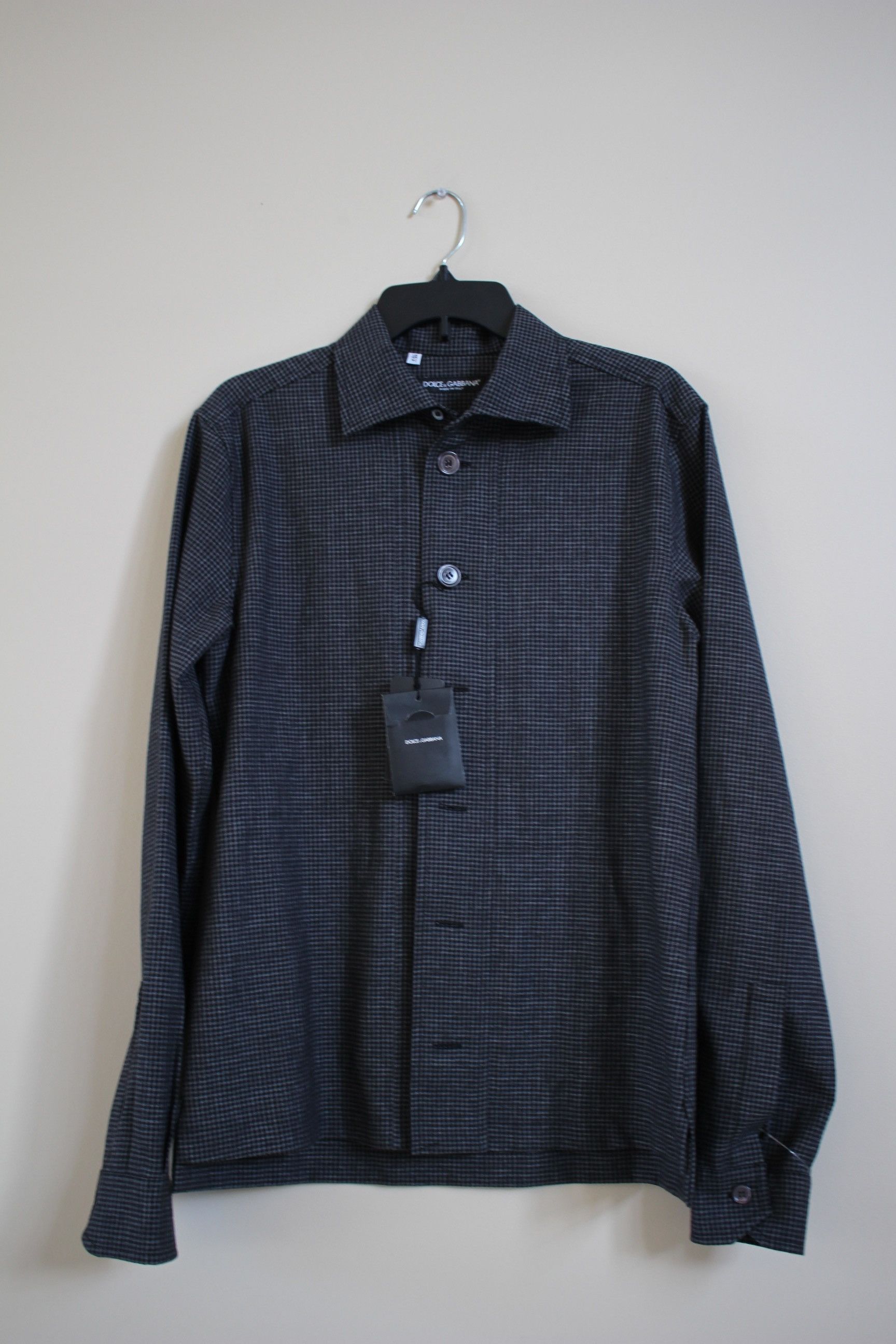 Dolce & Gabbana Grey & Black Wool Blend Button Up Size US M / EU 48-50 / 2 - 6 Thumbnail