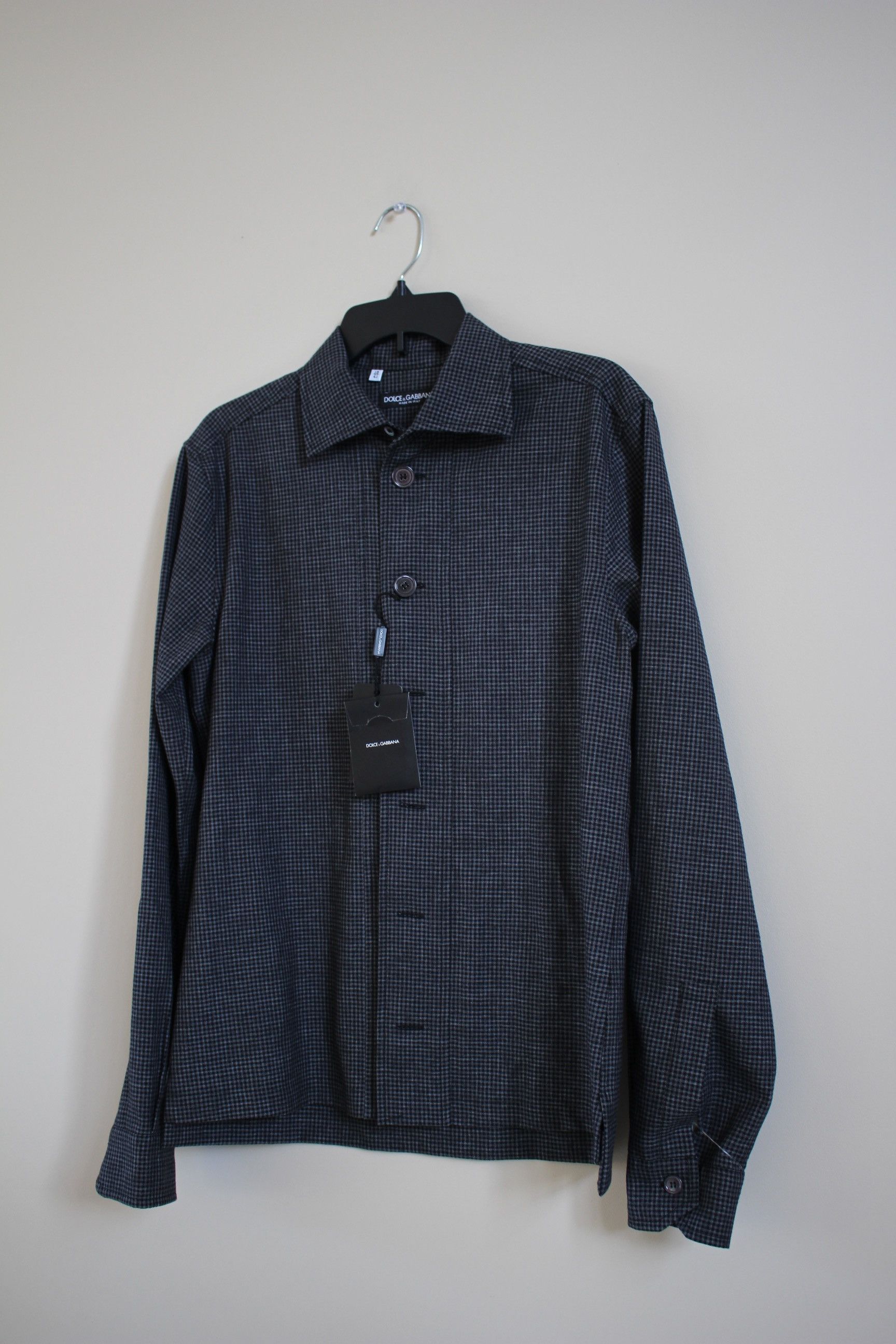 Dolce & Gabbana Grey & Black Wool Blend Button Up Size US M / EU 48-50 / 2 - 5 Thumbnail
