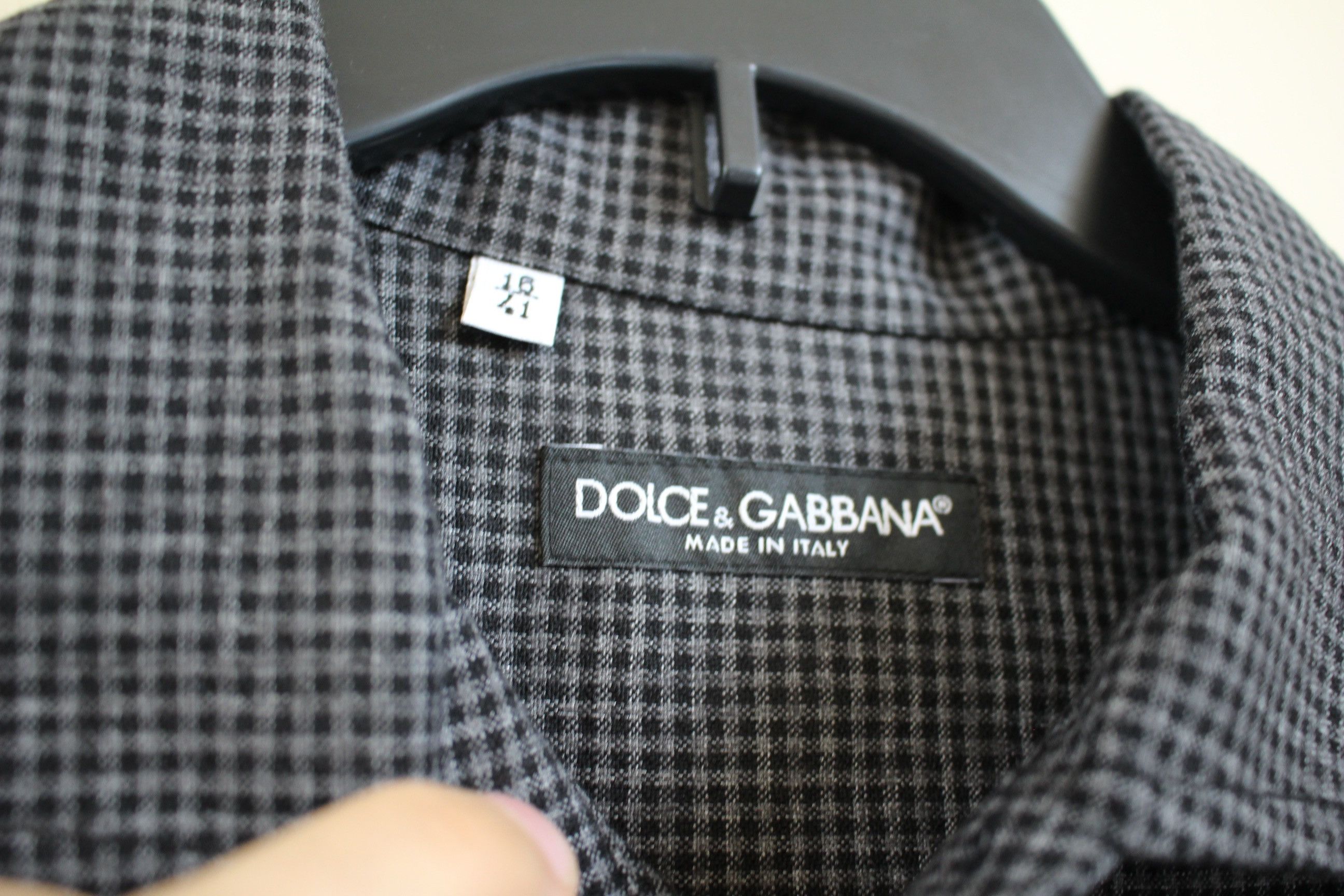 Dolce & Gabbana Grey & Black Wool Blend Button Up Size US M / EU 48-50 / 2 - 9 Thumbnail