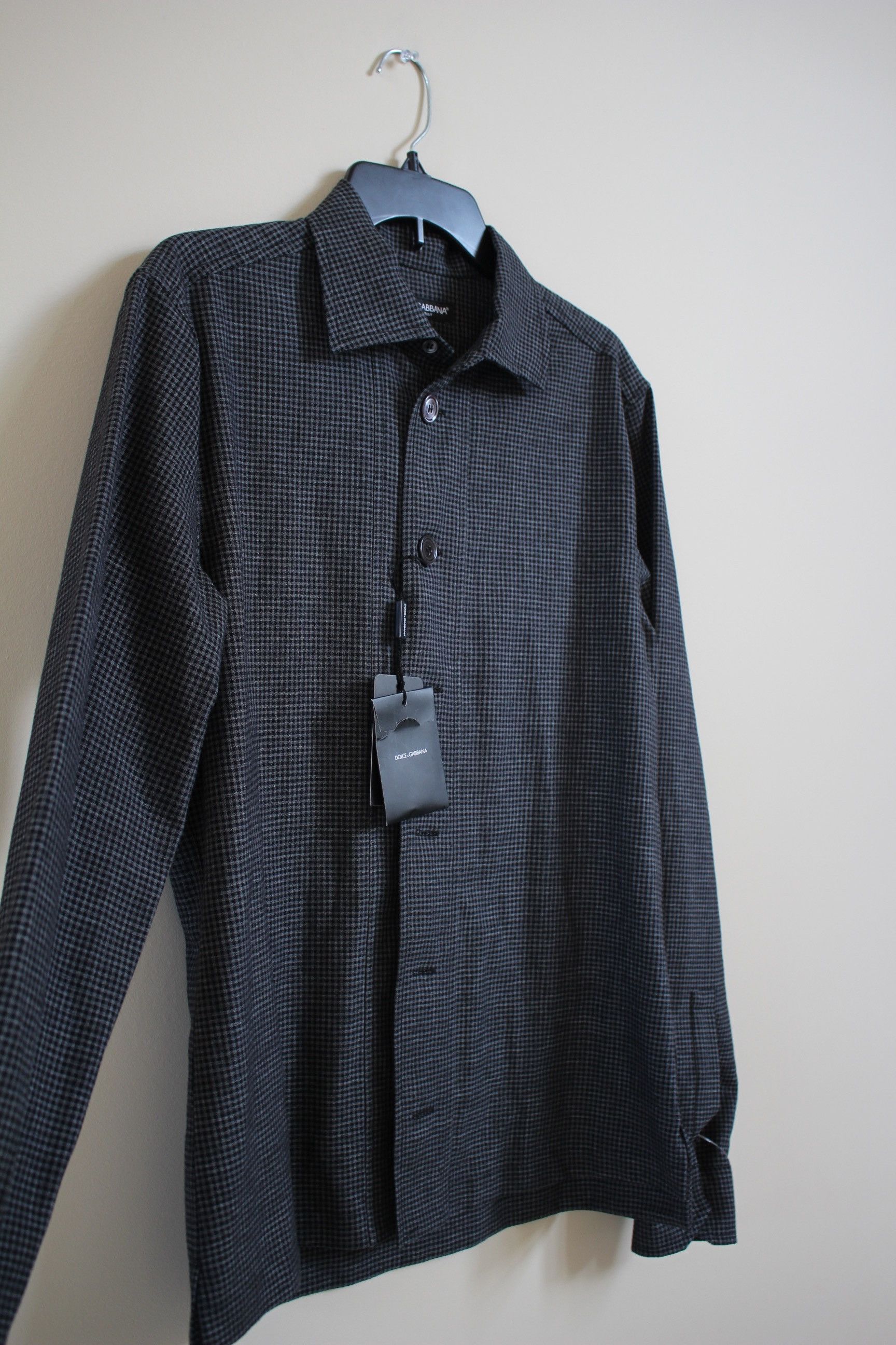 Dolce & Gabbana Grey & Black Wool Blend Button Up Size US M / EU 48-50 / 2 - 4 Thumbnail