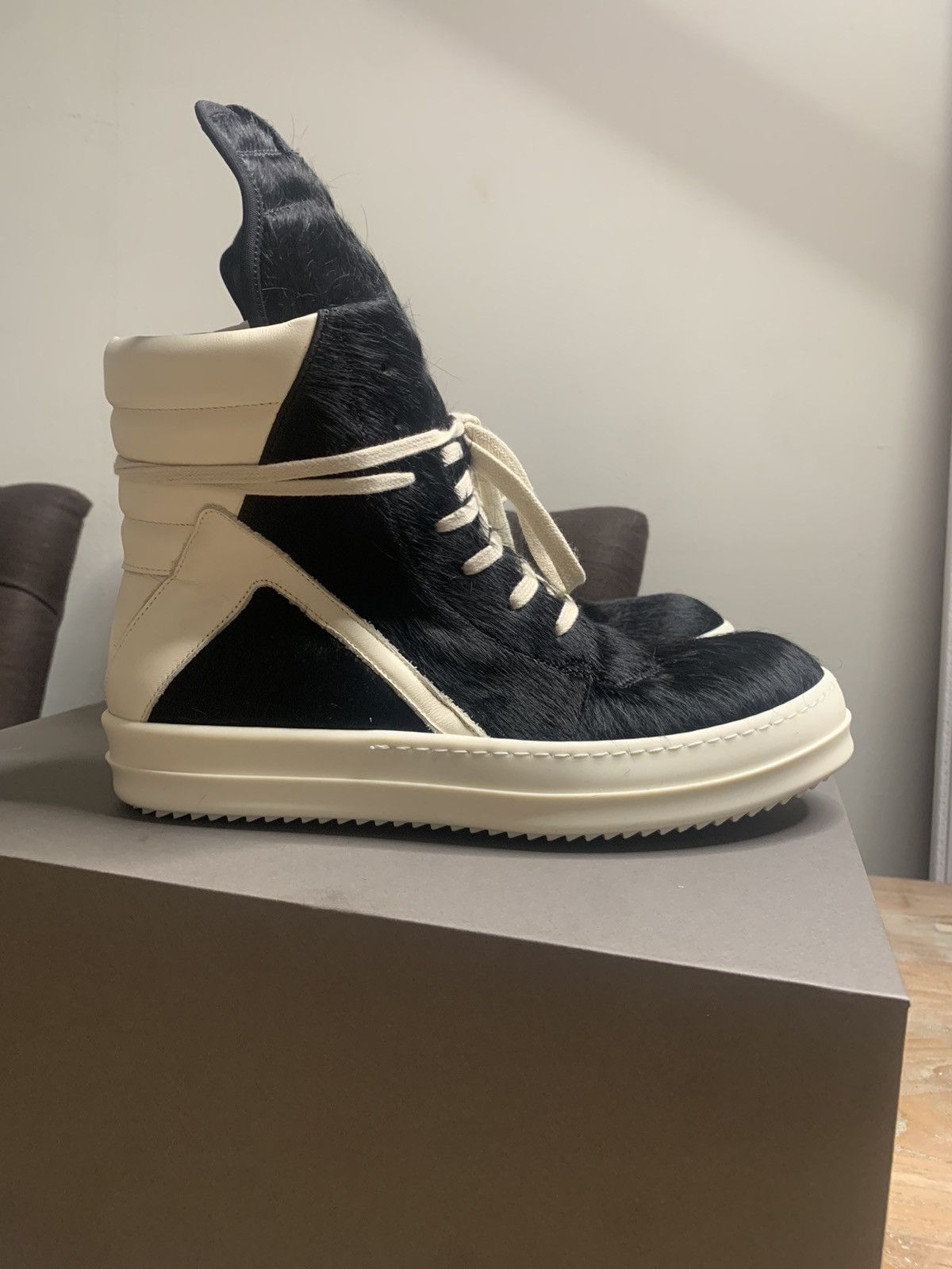 image of Rick Owens Ponyhair Geobaskets!!! Eu45 Shoes in Black, Men's (Size 12)