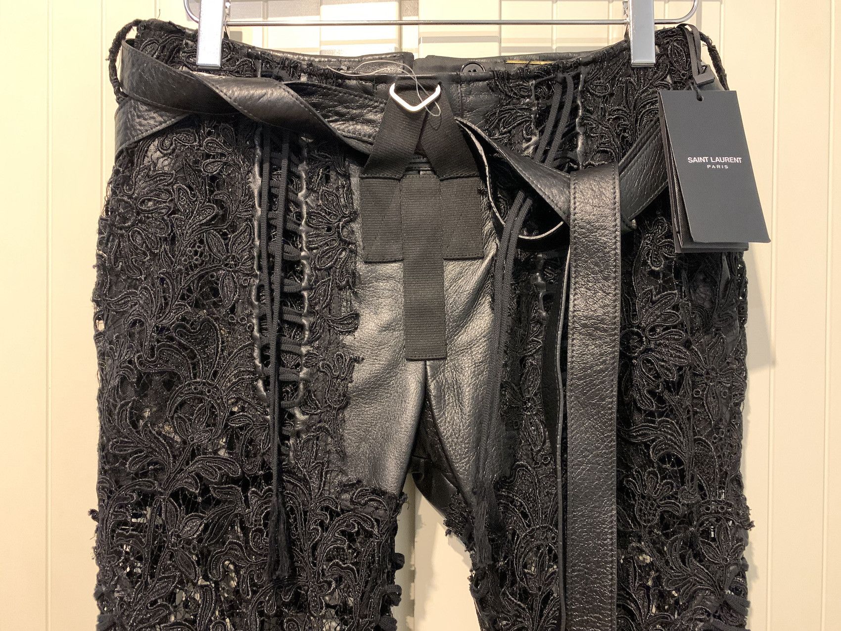 Saint Laurent Paris FW'18 Catwalk Pant Laces & Leather Size 28" / US 6 / IT 42 - 3 Thumbnail