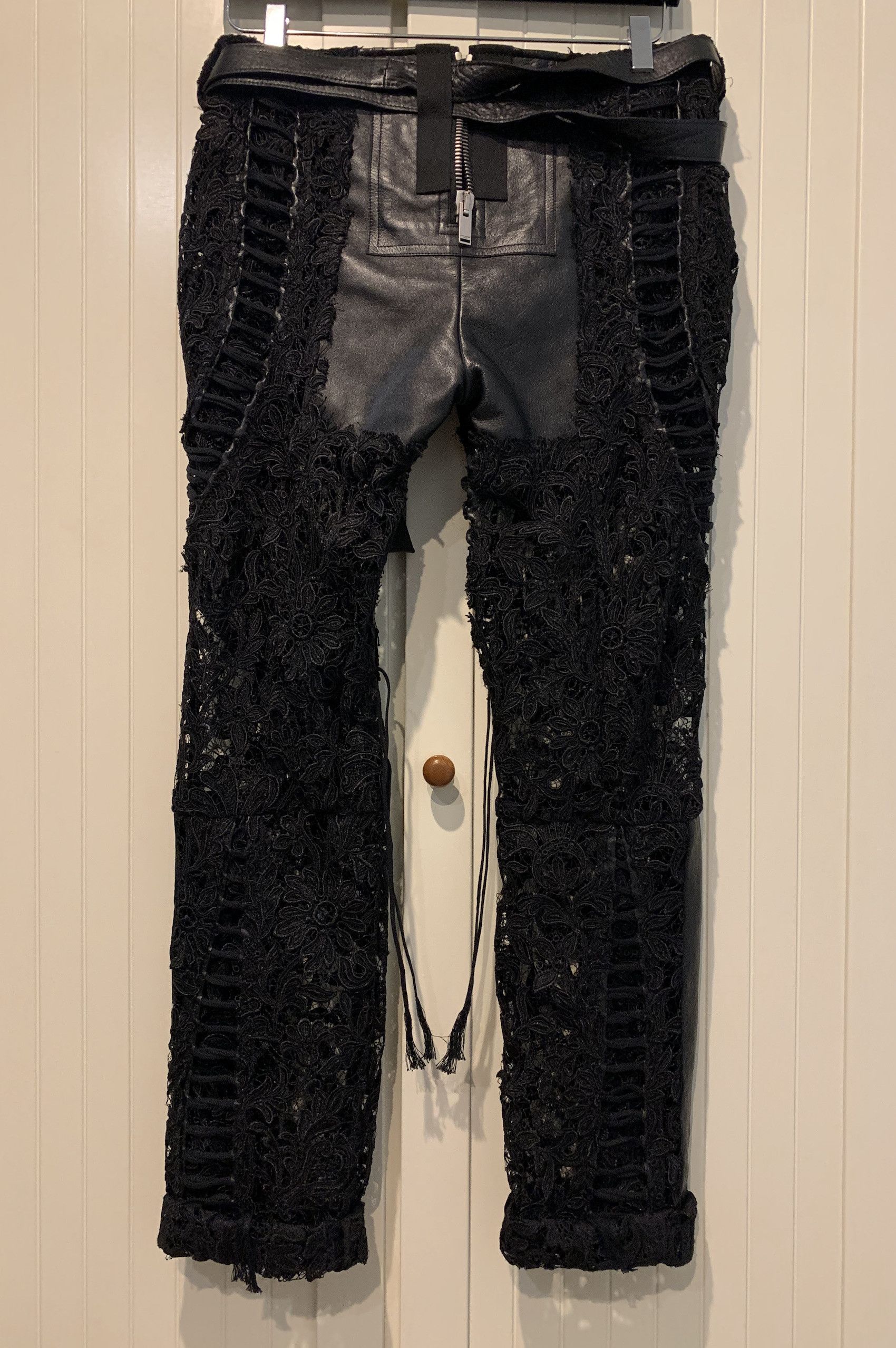 Saint Laurent Paris FW'18 Catwalk Pant Laces & Leather Size 28" / US 6 / IT 42 - 7 Thumbnail