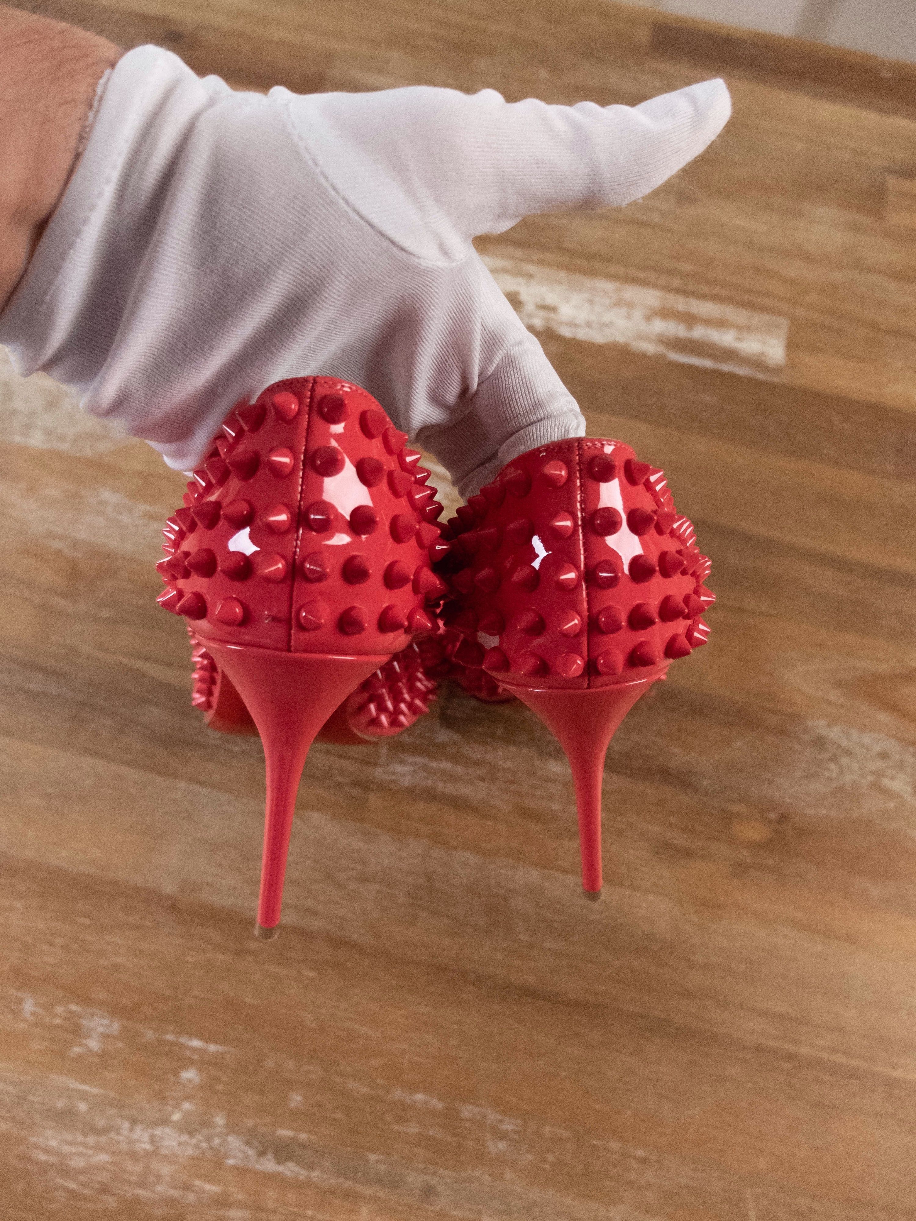 Christian Louboutin CHRISTIAN LOUBOUTIN Fifi Spikes pink patent leather pumps 37 Size US 7 / IT 37 - 4 Thumbnail