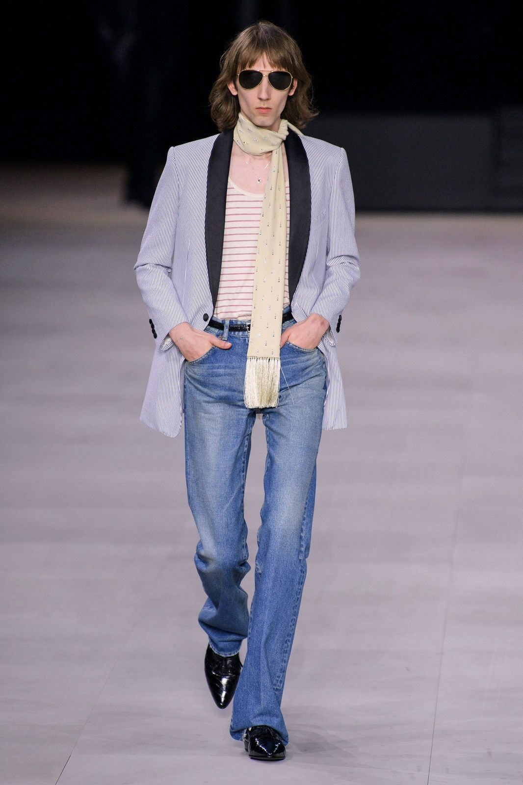 Celine × Hedi Slimane CELINE BY HEDI SLIMANE “SS20 STRIPED CLASSIC JACKET” Size 44R - 14 Thumbnail