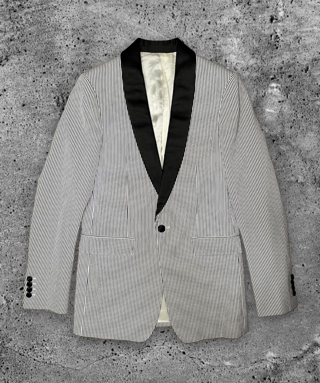 Celine × Hedi Slimane CELINE BY HEDI SLIMANE “SS20 STRIPED CLASSIC JACKET” Size 44R - 1 Thumbnail