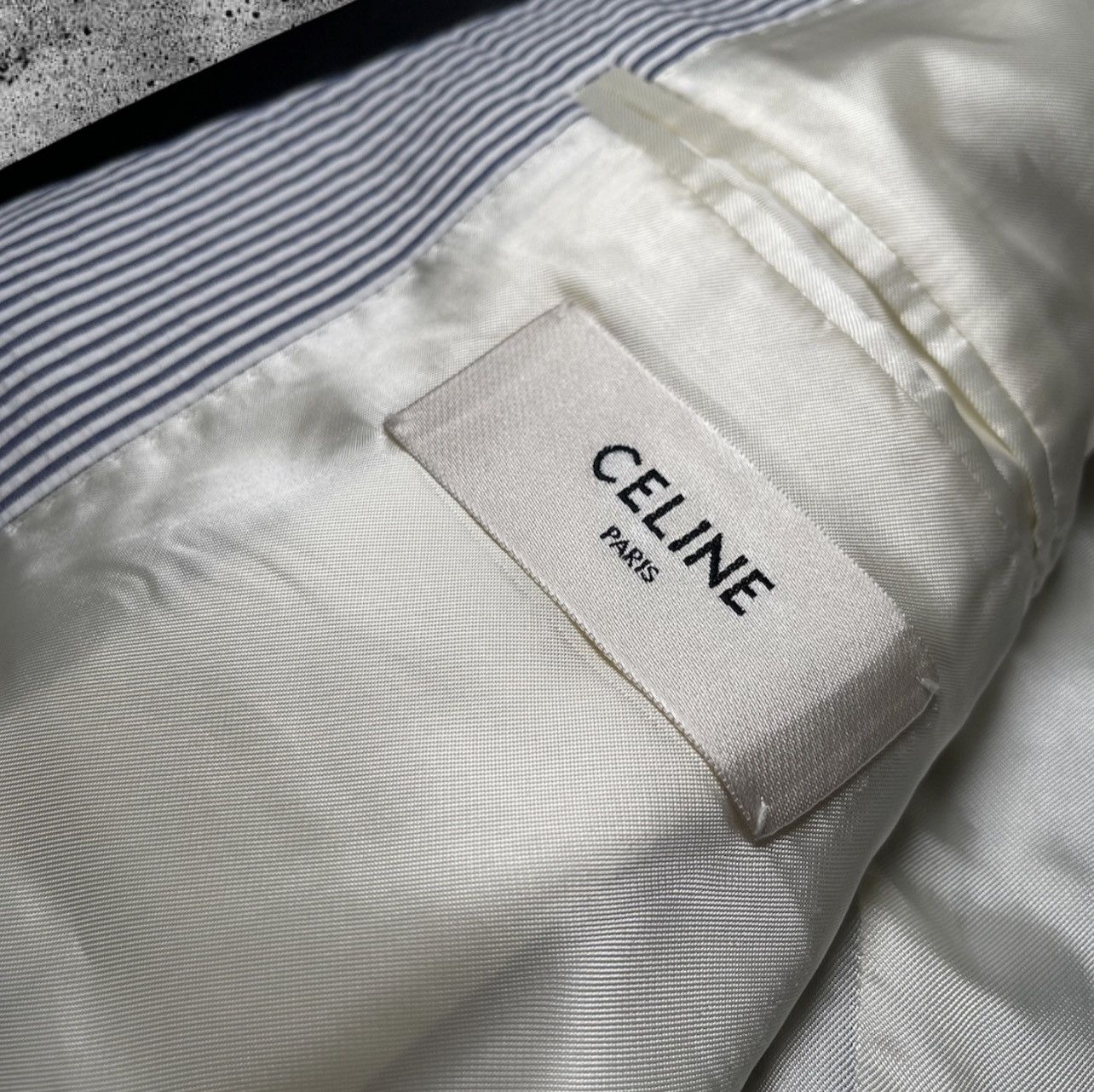 Celine × Hedi Slimane CELINE BY HEDI SLIMANE “SS20 STRIPED CLASSIC JACKET” Size 44R - 8 Thumbnail