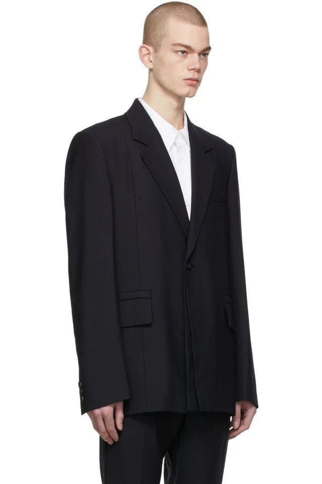 Wooyoungmi NEW 54 Oversized Wool Navy Single Layer Flap Jacket Blazer Size 54R - 2 Thumbnail