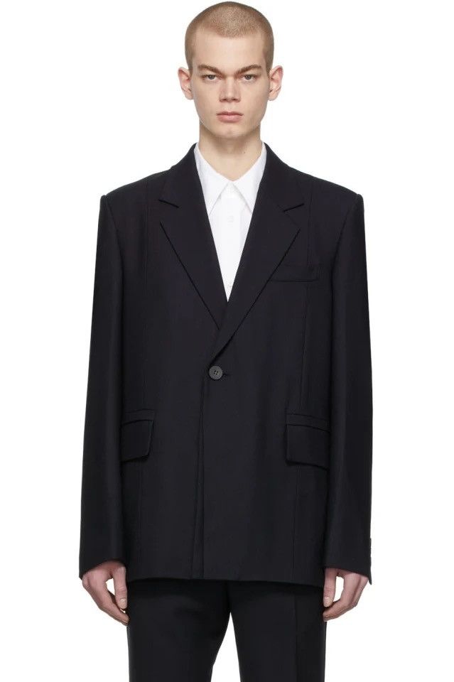 Wooyoungmi NEW 54 Oversized Wool Navy Single Layer Flap Jacket Blazer Size 54R - 1 Thumbnail