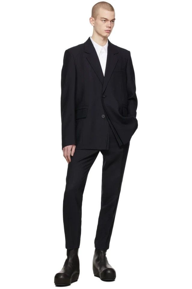 Wooyoungmi NEW 54 Oversized Wool Navy Single Layer Flap Jacket Blazer Size 54R - 4 Thumbnail