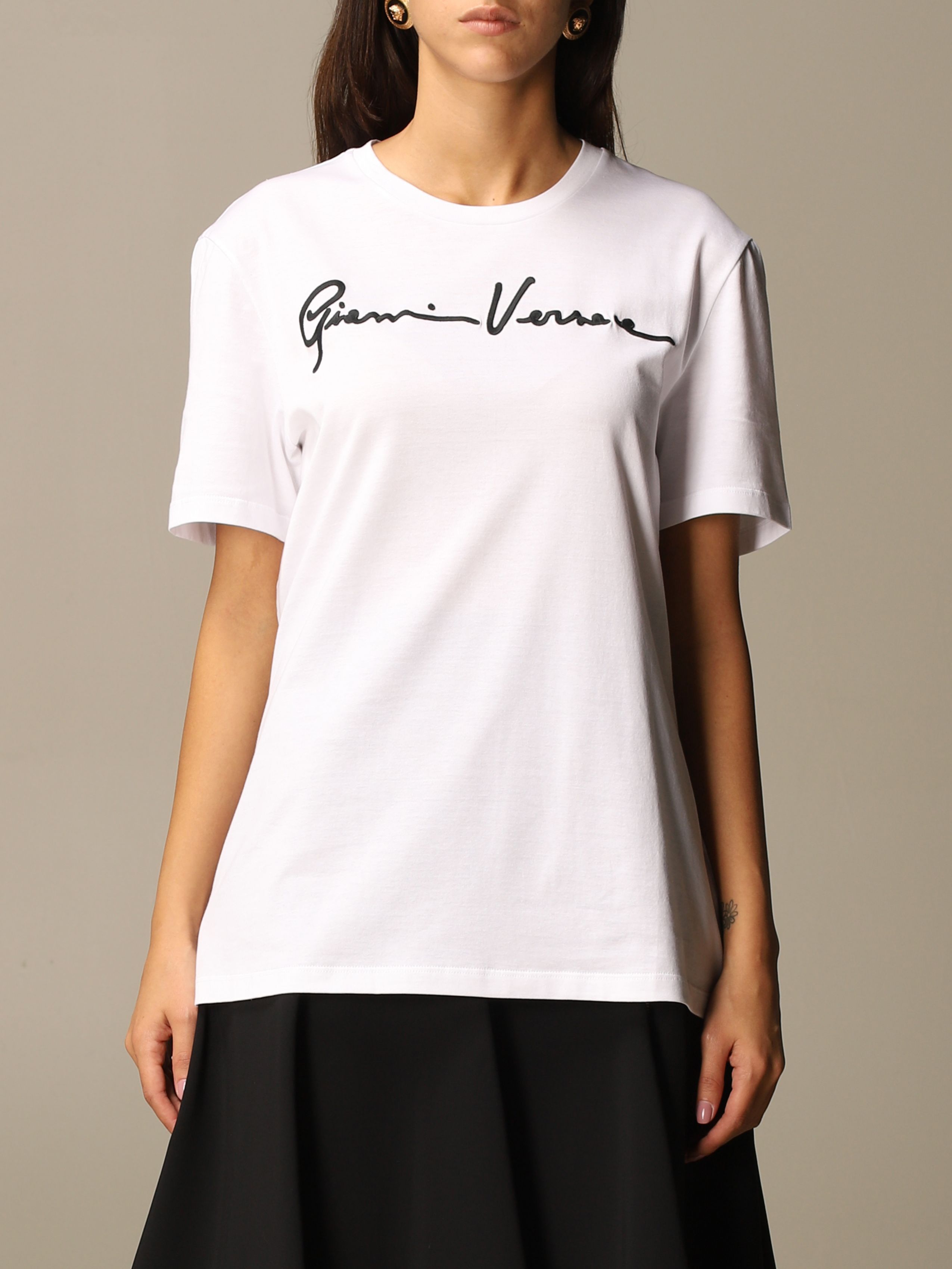 Versace VERSACE white Gianni Versace signature logo t-shirt 6 42 Size M / US 6-8 / IT 42-44 - 1 Thumbnail