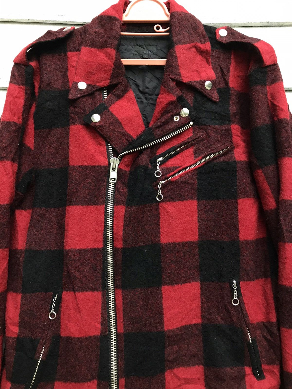 Beams Plus × Seditionaries Beams Double Collar Plaid Tartan Punk Rock Biker Wool Jacket Size US L / EU 52-54 / 3 - 3 Thumbnail