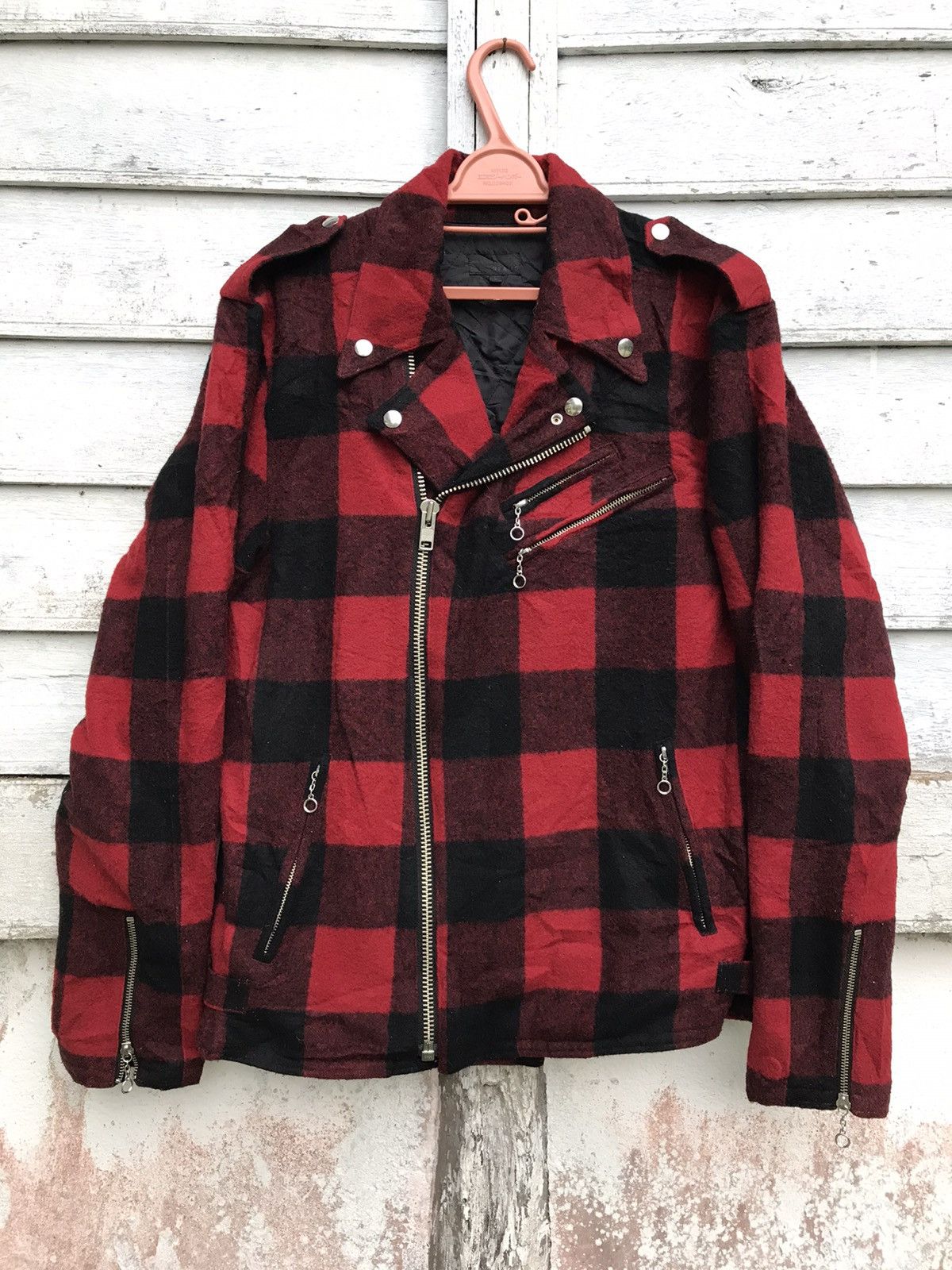 Beams Plus × Seditionaries Beams Double Collar Plaid Tartan Punk Rock Biker Wool Jacket Size US L / EU 52-54 / 3 - 1 Thumbnail