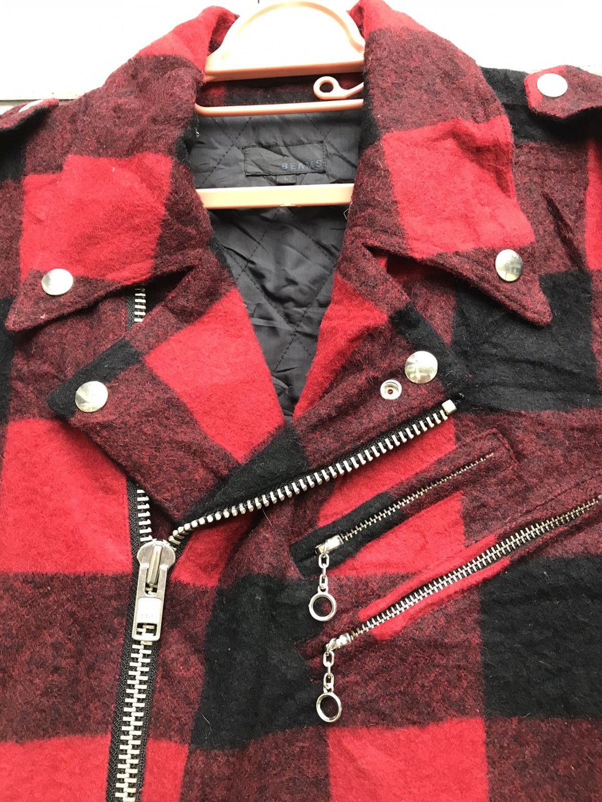 Beams Plus × Seditionaries Beams Double Collar Plaid Tartan Punk Rock Biker Wool Jacket Size US L / EU 52-54 / 3 - 4 Thumbnail