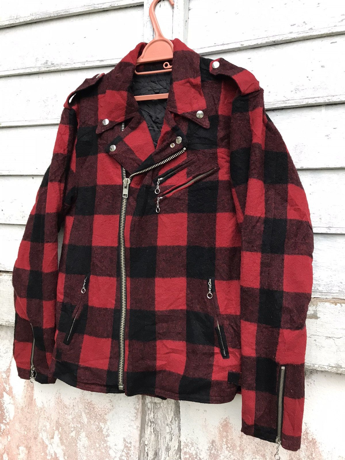 Beams Plus × Seditionaries Beams Double Collar Plaid Tartan Punk Rock Biker Wool Jacket Size US L / EU 52-54 / 3 - 2 Thumbnail