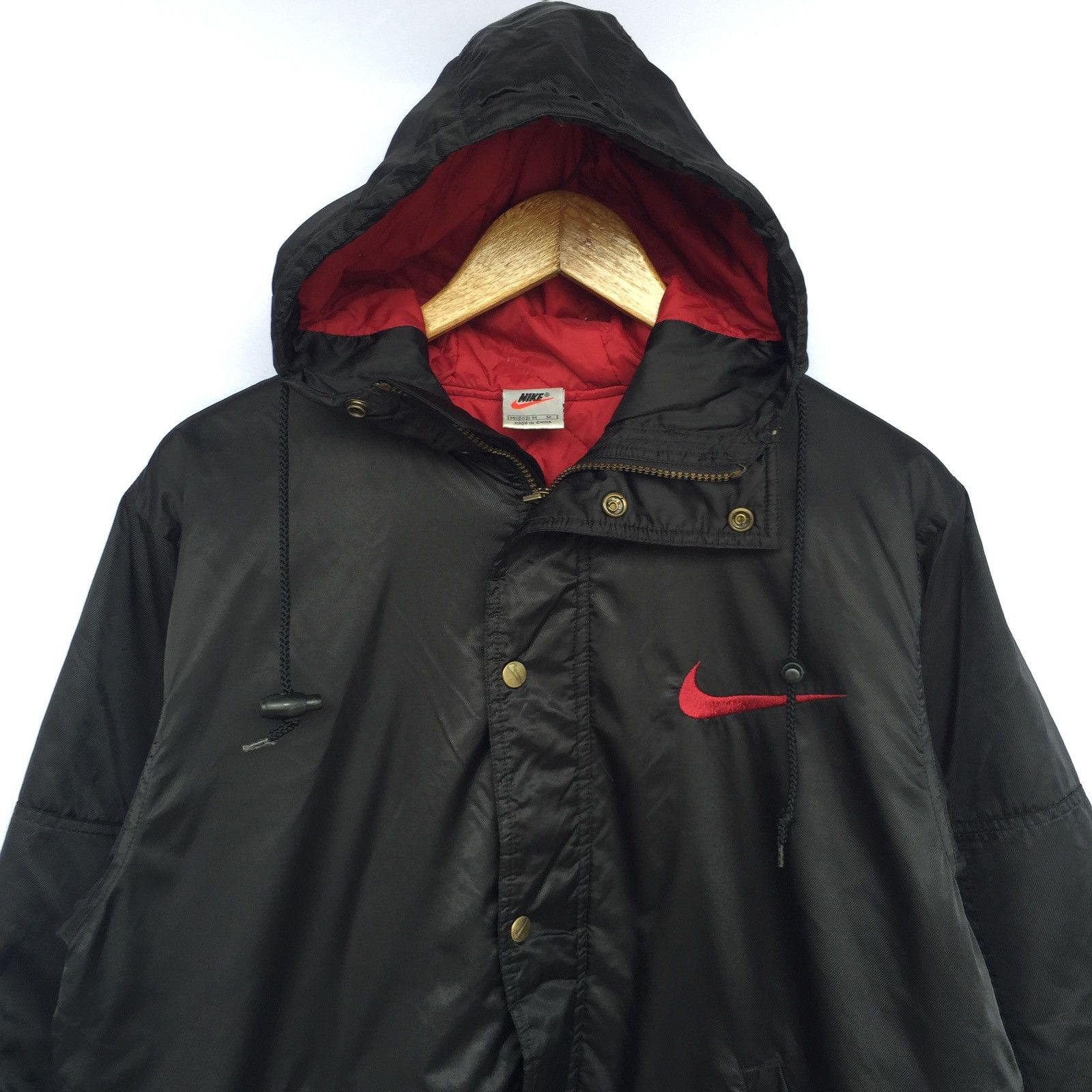 Nike DOPE🔥90s Nike Swoosh Logo Hood Sherpa Lining Coat Size US M / EU 48-50 / 2 - 3 Thumbnail