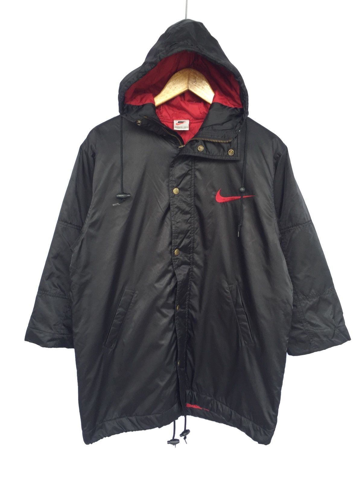 Nike DOPE🔥90s Nike Swoosh Logo Hood Sherpa Lining Coat Size US M / EU 48-50 / 2 - 2 Thumbnail