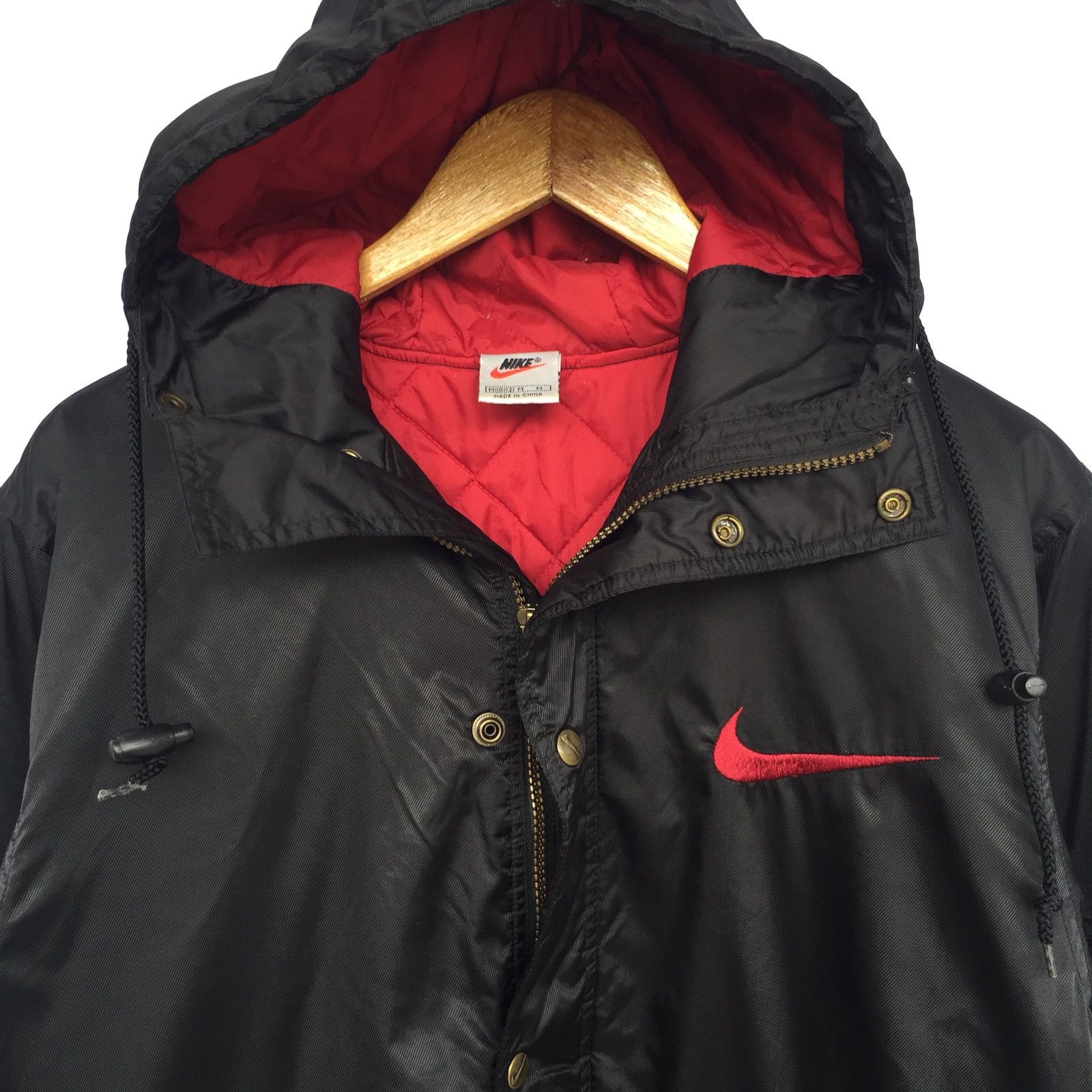 Nike DOPE🔥90s Nike Swoosh Logo Hood Sherpa Lining Coat Size US M / EU 48-50 / 2 - 8 Thumbnail