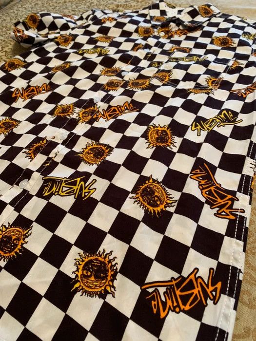 Band Tees × Sublime Deadstock Sublime Sun Checkered Retro Style Button Up Shirt Size US M / EU 48-50 / 2 - 3 Thumbnail
