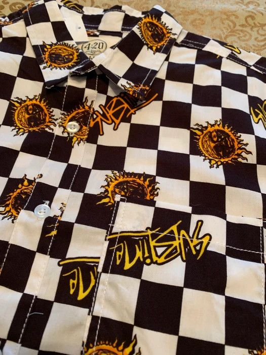 Band Tees × Sublime Deadstock Sublime Sun Checkered Retro Style Button Up Shirt Size US M / EU 48-50 / 2 - 5 Thumbnail