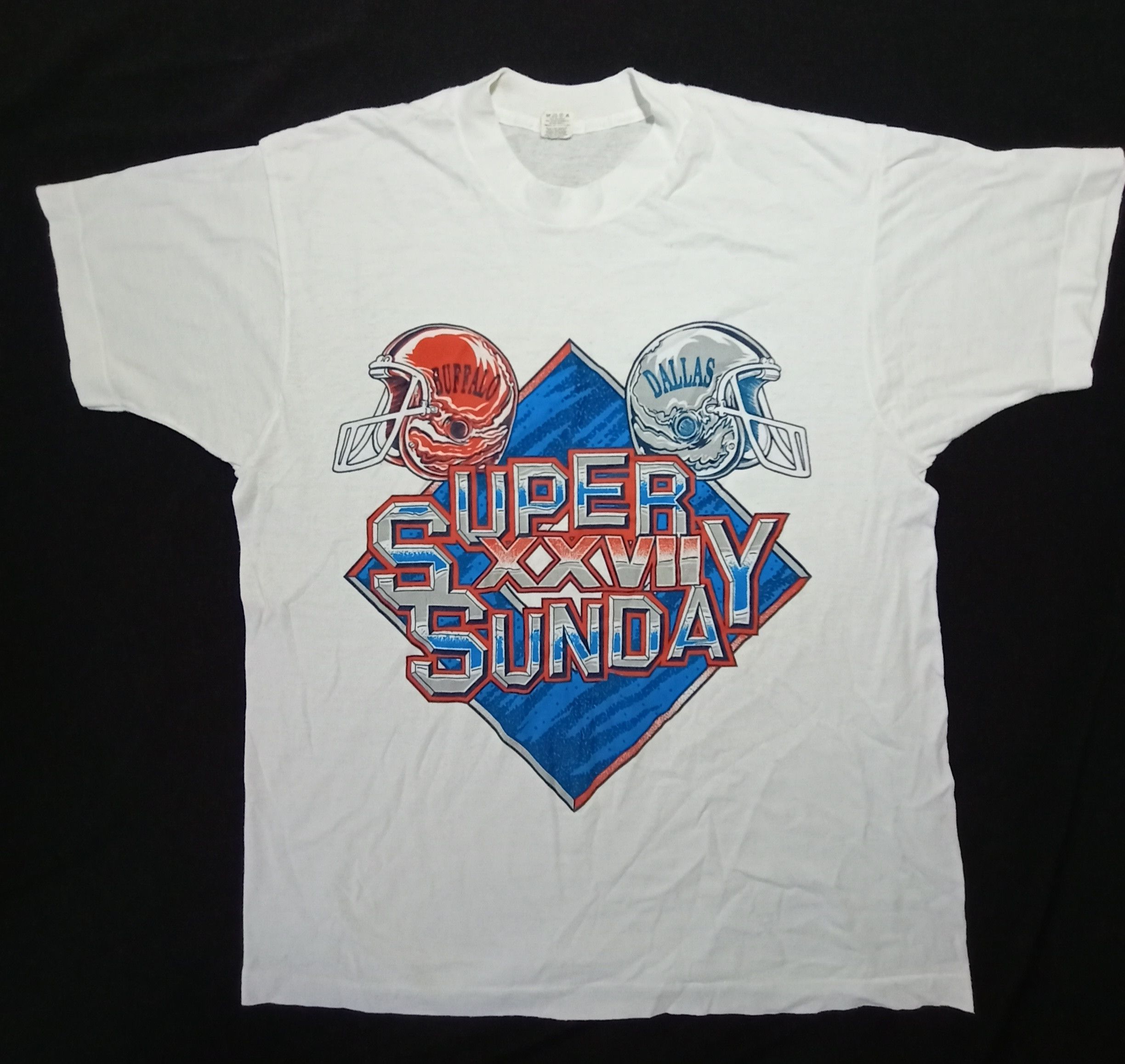 image of Nfl x Screen Stars 80's Buffalo Bills Vs Dallas Cowboys Super Bowl Tee Usa in White (Size Medium)