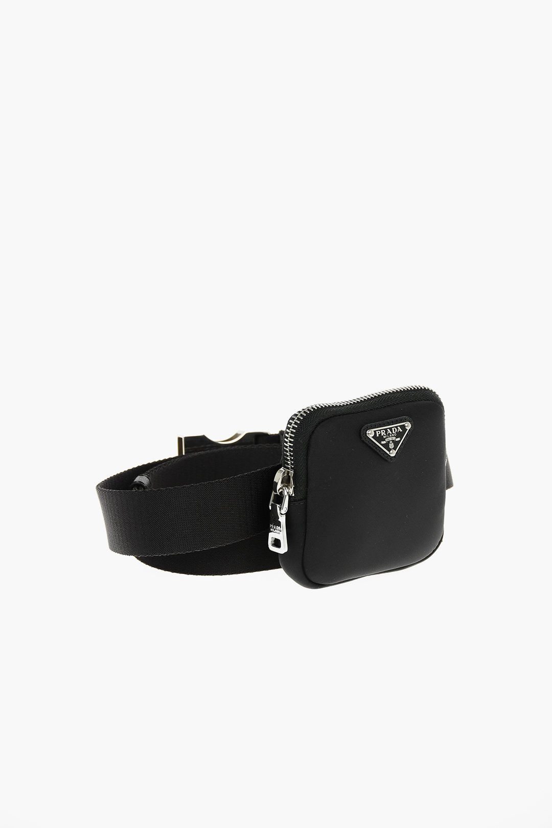 image of Prada Nylon Utility Belt With Logoed Pouch in Black, Men's
