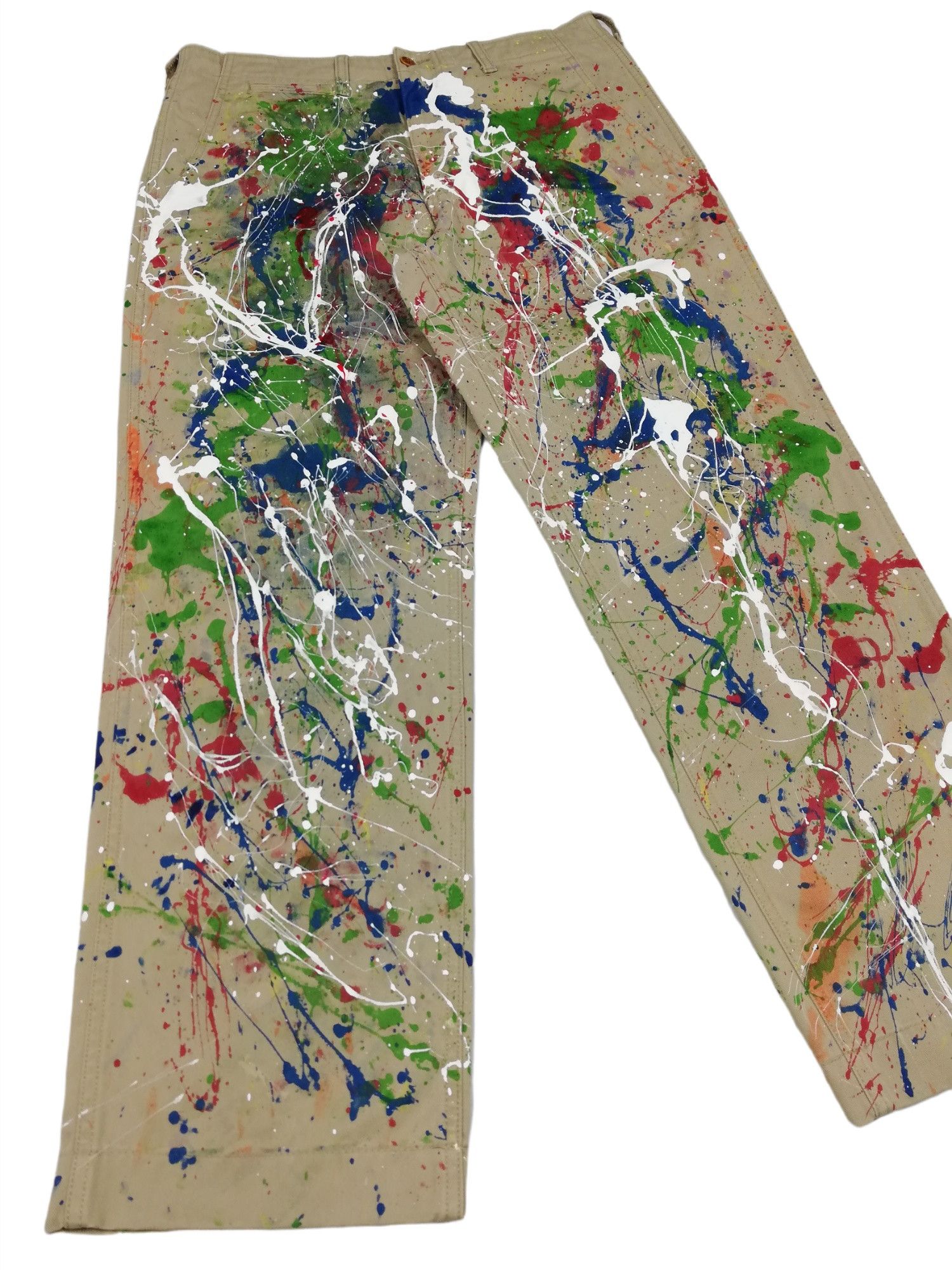 Comme des Garcons Homme Plus custom painted Iconic 2011 Paint Splattered Painter Pants Size US 32 / EU 48 - 1 Thumbnail