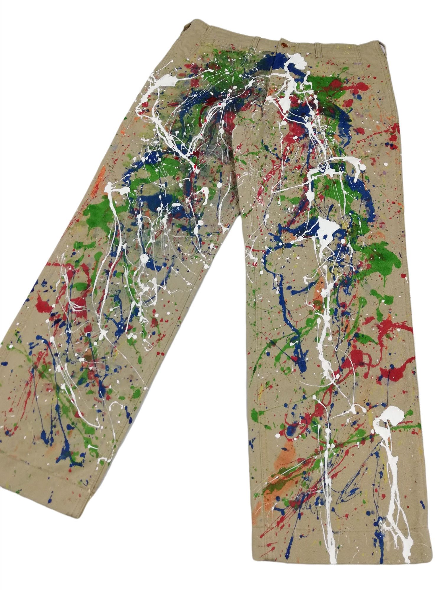 Comme des Garcons Homme Plus custom painted Iconic 2011 Paint Splattered Painter Pants Size US 32 / EU 48 - 2 Thumbnail