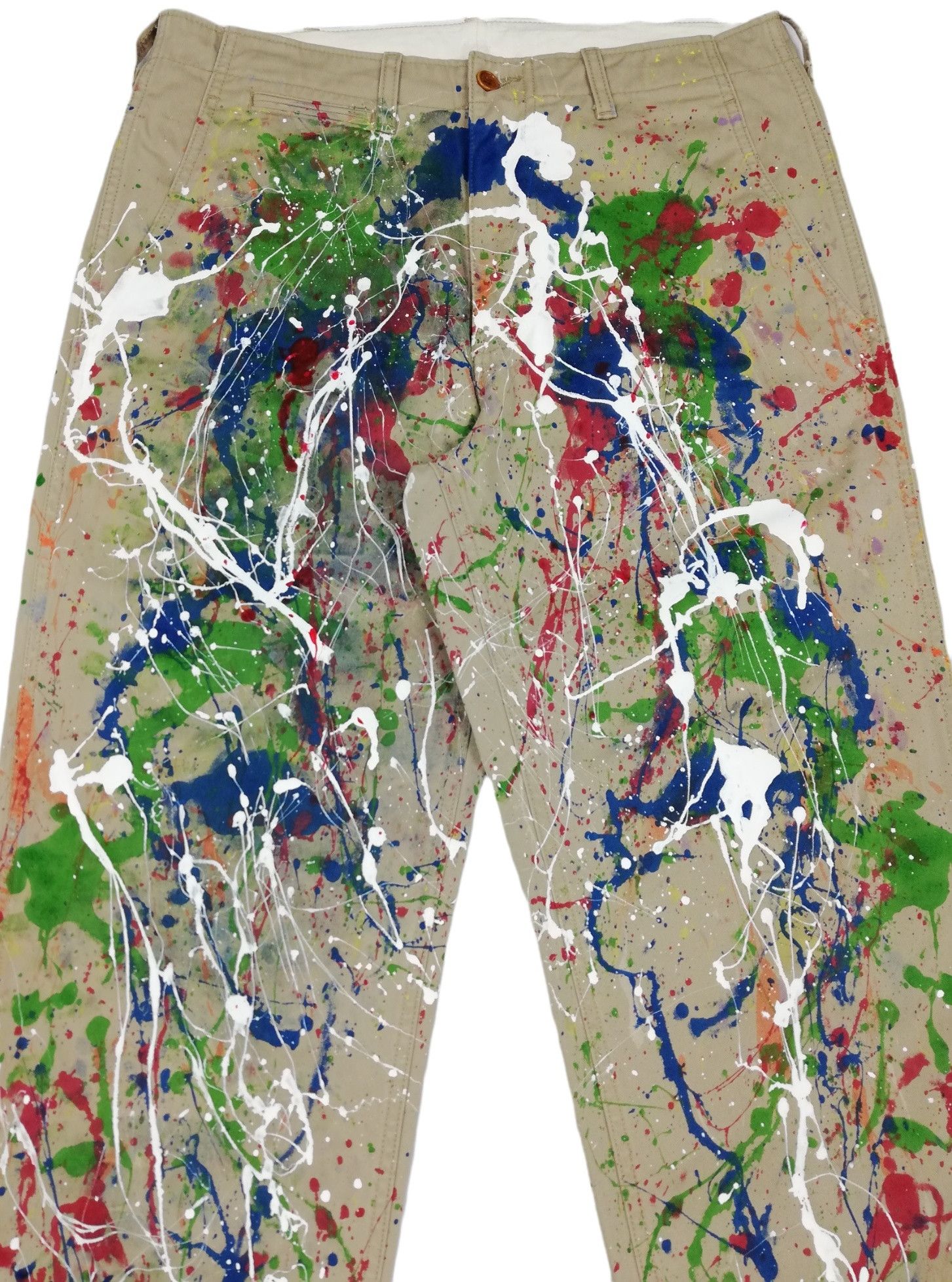 Comme des Garcons Homme Plus custom painted Iconic 2011 Paint Splattered Painter Pants Size US 32 / EU 48 - 3 Thumbnail