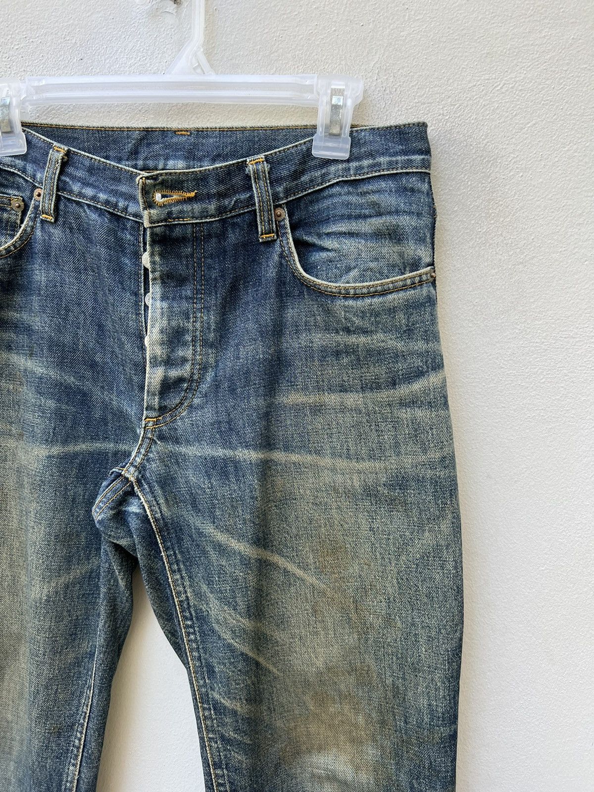 Helmut Lang Vintage 1997 Helmut Lang Mud Denim Dirty Trashed Jeans Size US 31 - 10 Thumbnail