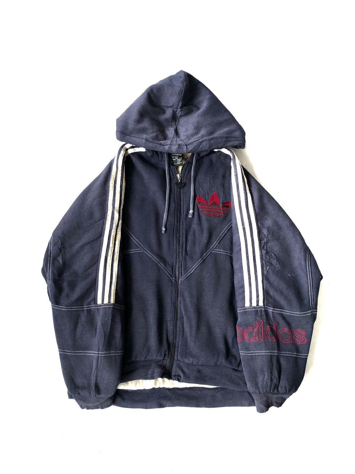 Adidas × Vintage Y2K Adidas RUN DMC Trefoil ™️ Logo Bomber Hoodie 